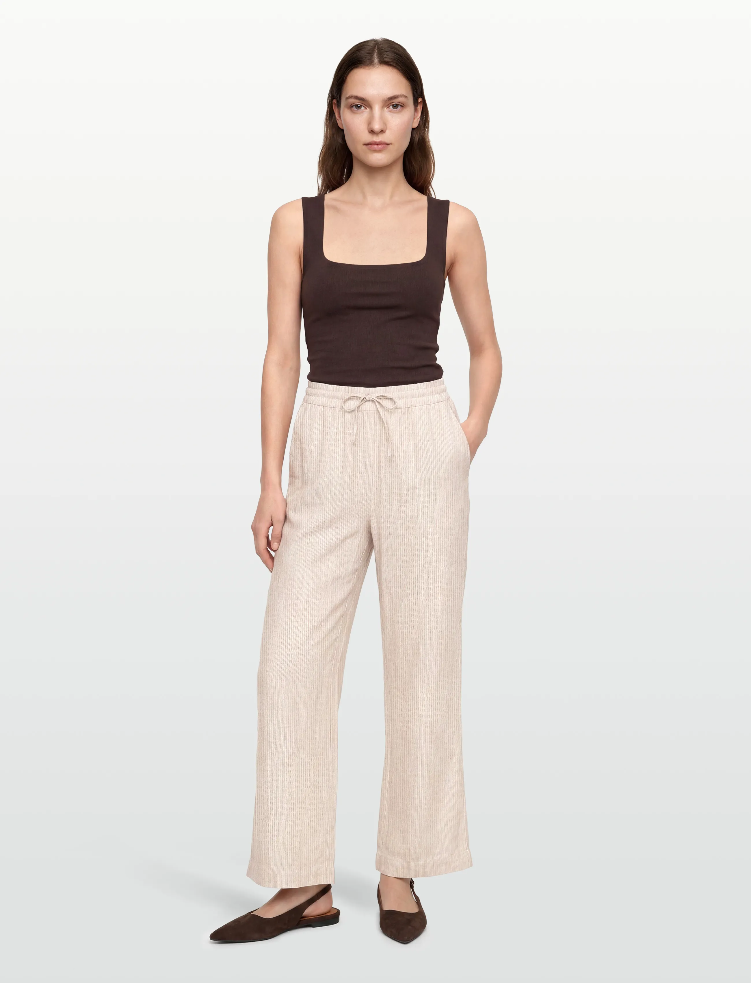 FREE/QUENT FQLAVA-PANTS - Bukser - SILVER MINK W. STAR OFF-WHITE / cream