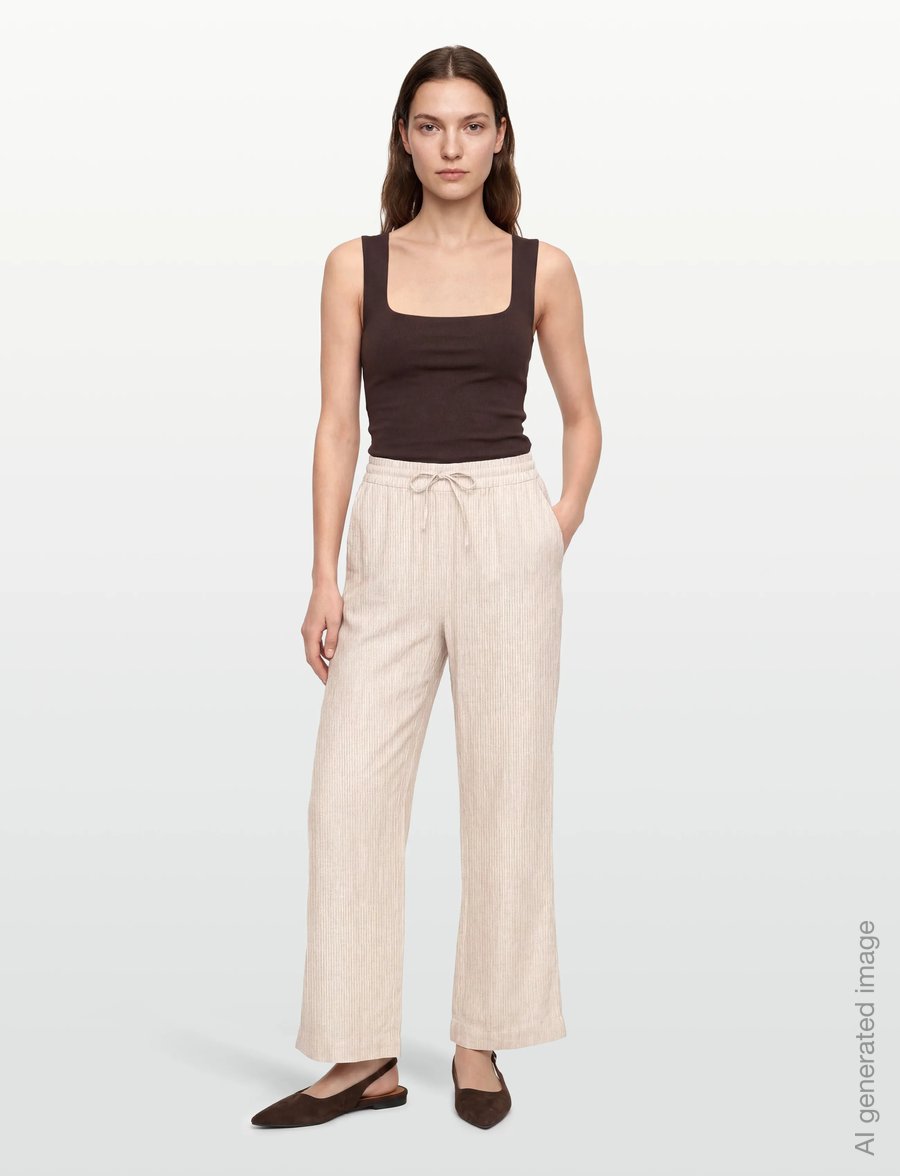 FREE/QUENT - FQLAVA-PANTS - leinenhosen - silver mink w. star off-white - 0
