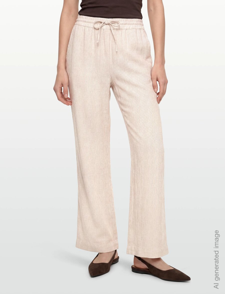 FREE/QUENT - FQLAVA-PANTS - leinenhosen - silver mink w. star off-white - 3