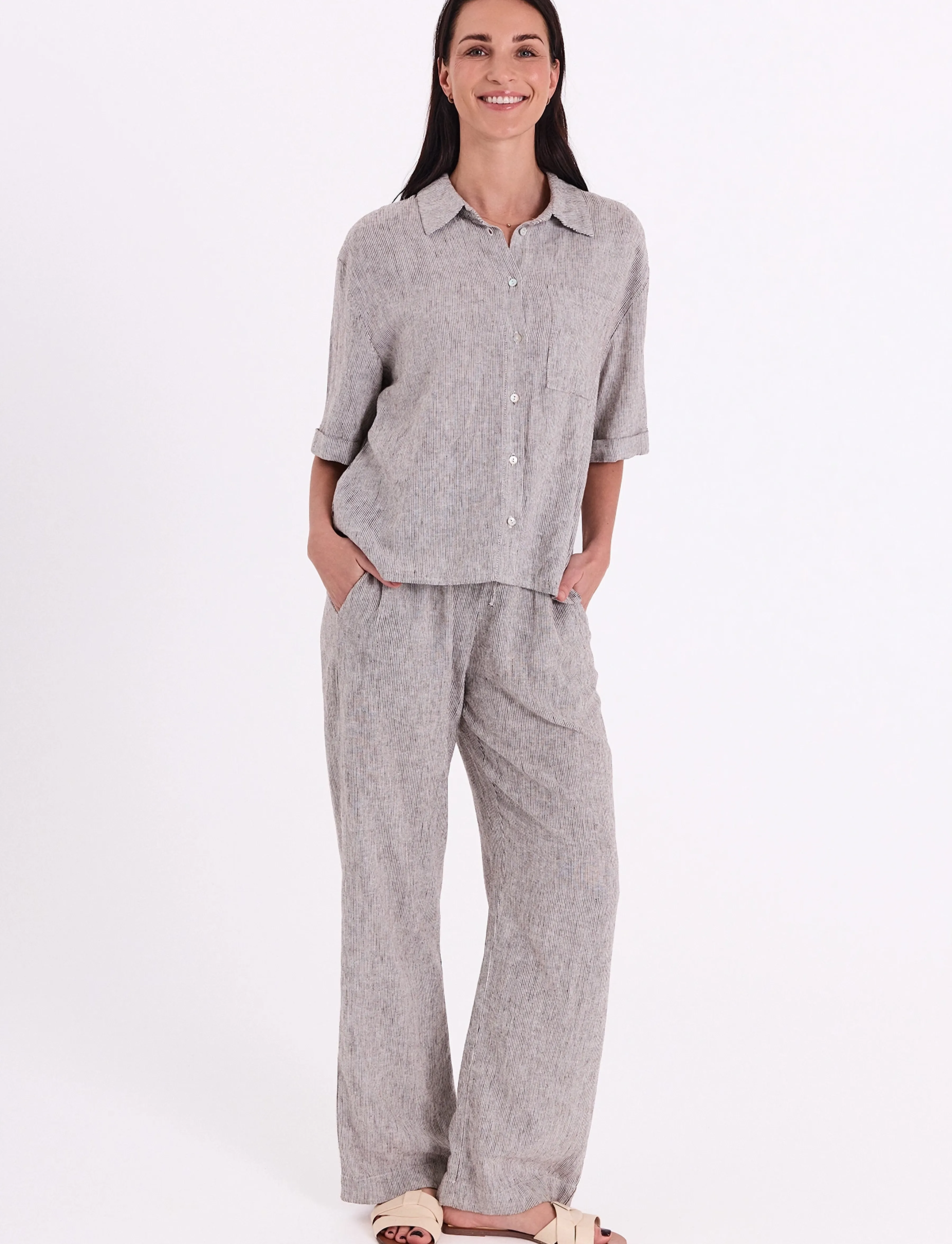 FREE/QUENT FQLAVA-PANTS - Vêtements - COFFEE BEAN W. STAR OFF-WHITE / cream