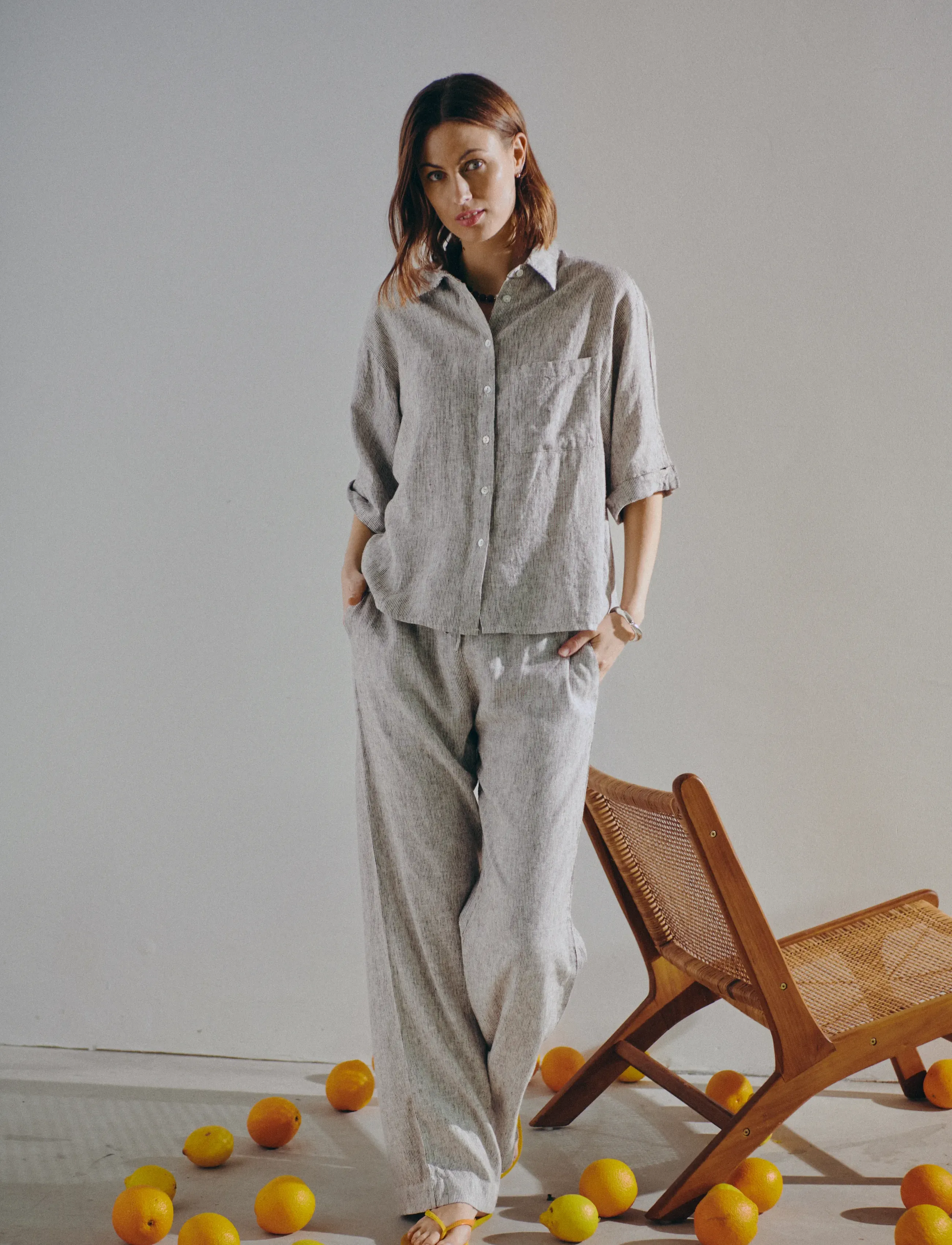 FREE/QUENT - FQLAVA-PANTS - linen trousers - coffee bean w. star off-white - 3
