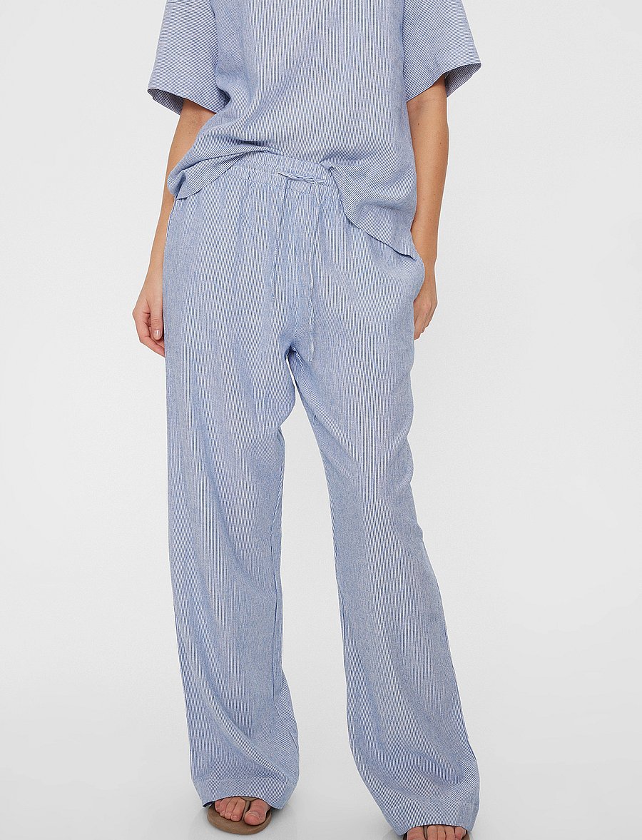 FREE/QUENT - FQLAVA-PANTS - linased püksid - off-white w. nebulas blue - 0