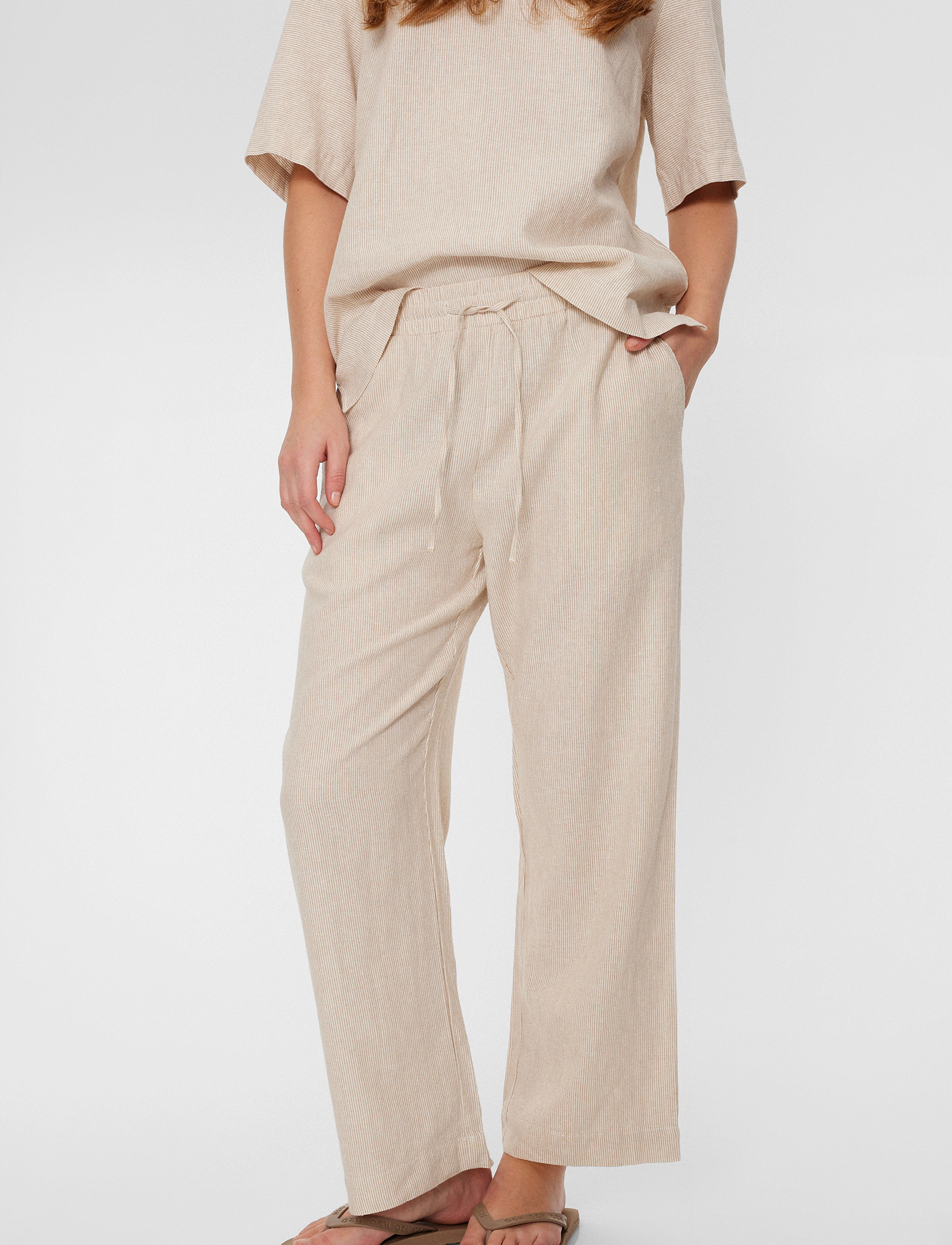 FREE/QUENT FQLAVA-PANTS - Hosen - SIMPLY TAUPE W. OFF-WHITE / beige