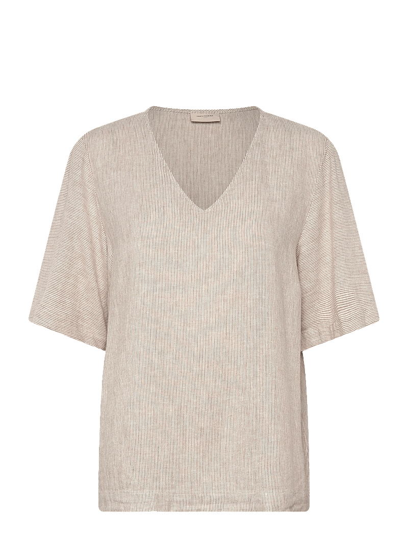 FREE/QUENT - FQLAVA-BLOUSE - kurzämlige blusen - silver mink w. star off-white - 0