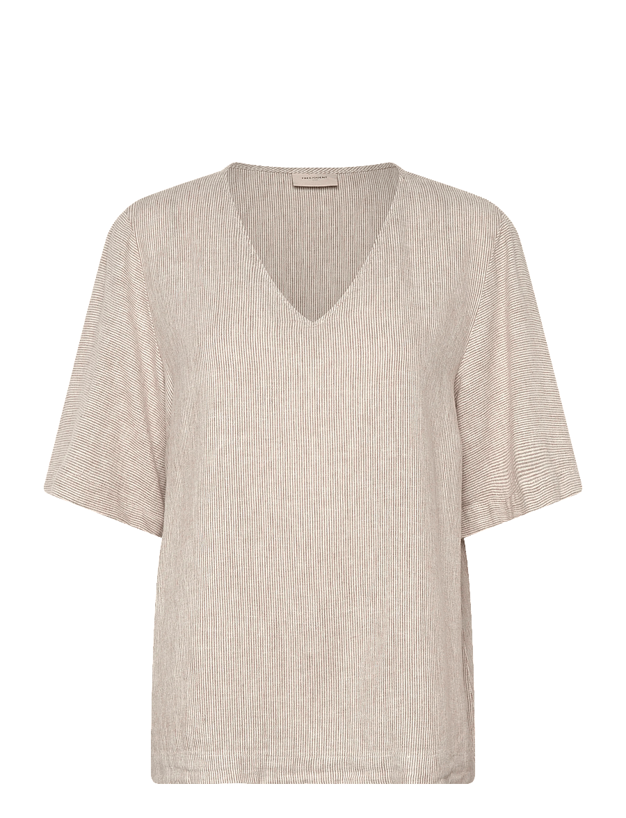 FREE/QUENT - FQLAVA-BLOUSE - kurzärmelige blusen - silver mink w. star off-white - 1