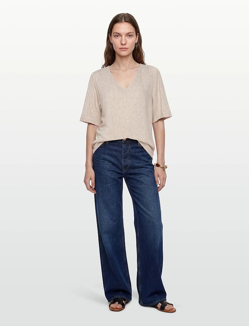 FREE/QUENT - FQLAVA-BLOUSE - kortærmede bluser - silver mink w. star off-white - 0