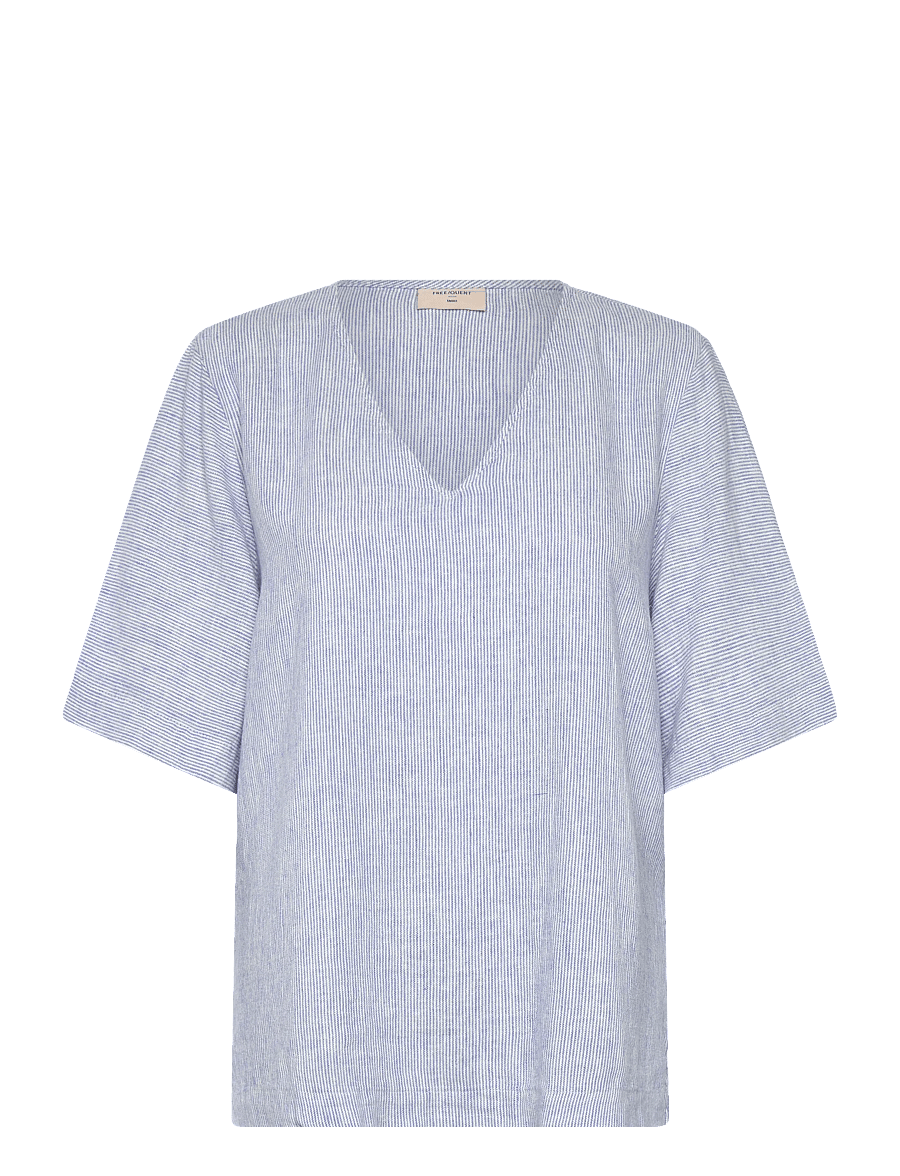 FREE/QUENT - FQLAVA-BLOUSE - kortærmede bluser - ultramarine w. star off-white - 1