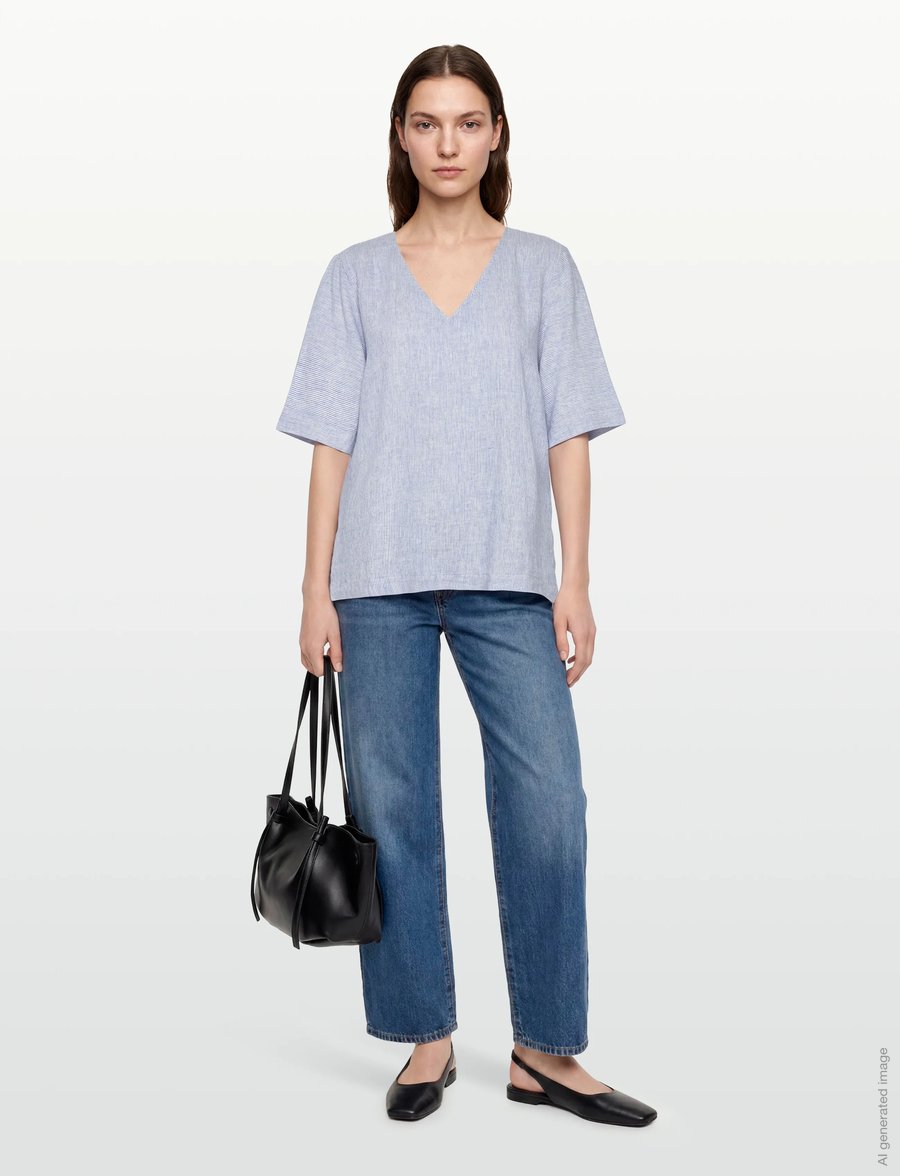 FREE/QUENT - FQLAVA-BLOUSE - kortærmede bluser - ultramarine w. star off-white - 0