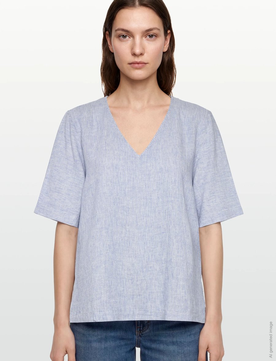 FREE/QUENT - FQLAVA-BLOUSE - kortærmede bluser - ultramarine w. star off-white - 3