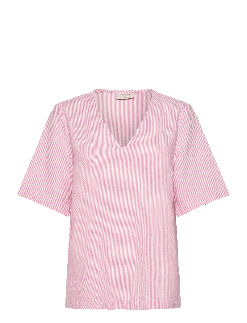 FREE/QUENT - FQLAVA-BLOUSE - kortærmede bluser - off-white w. fuchsia pink - 1