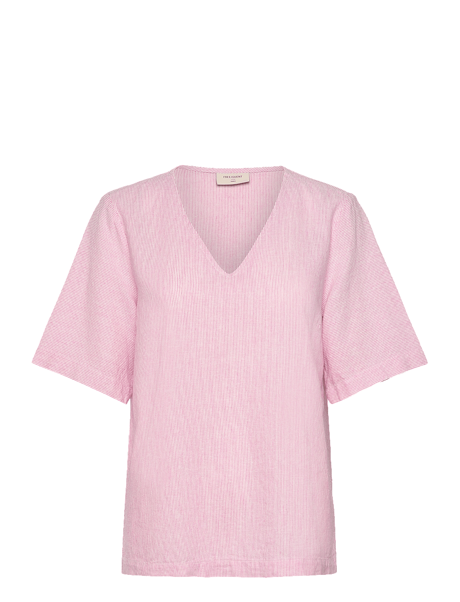 FREE/QUENT - FQLAVA-BLOUSE - kurzärmelige blusen - off-white w. fuchsia pink - 1