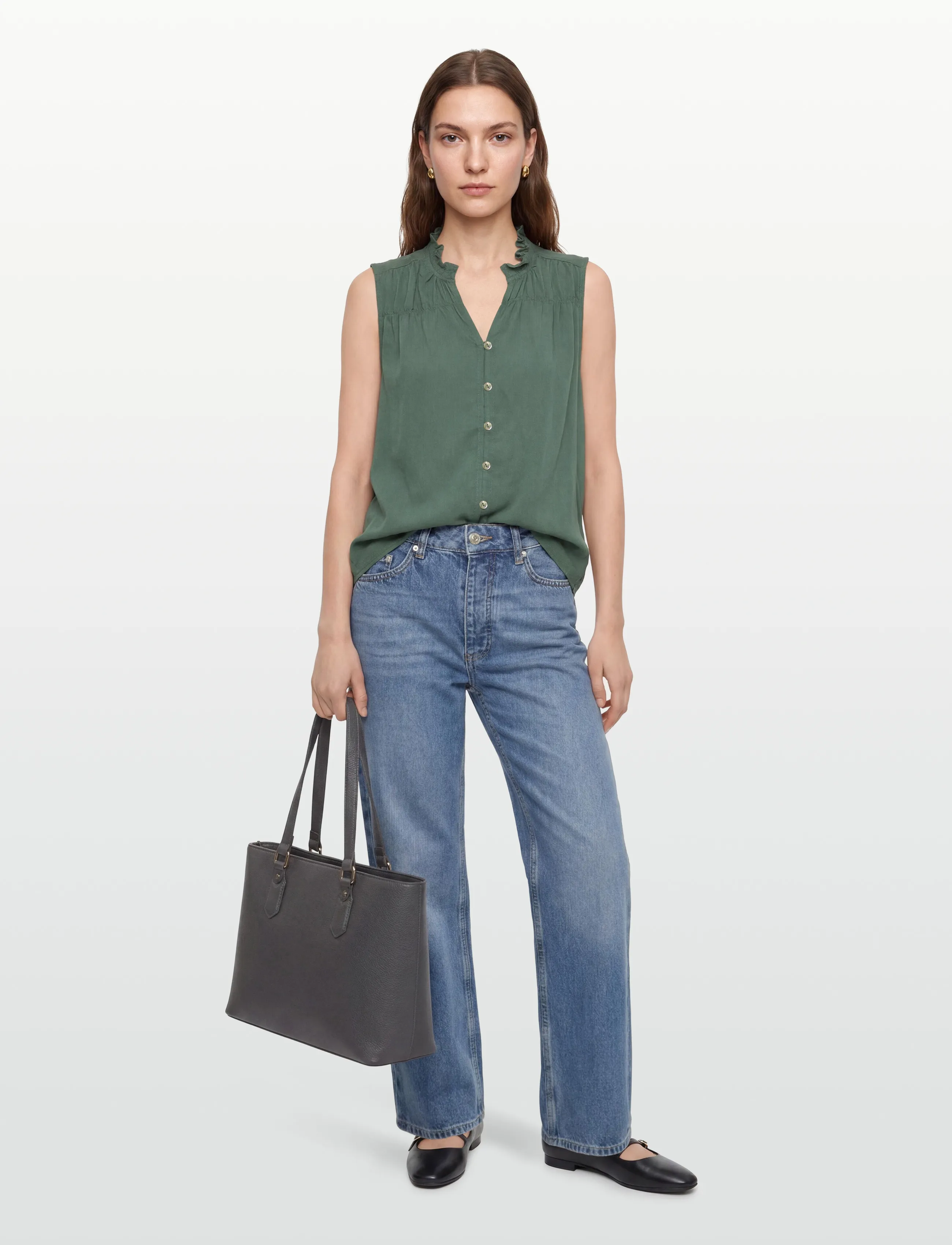 FREE/QUENT - FQESALLY-BLOUSE - kurzärmlige hemden - dark forest - 0