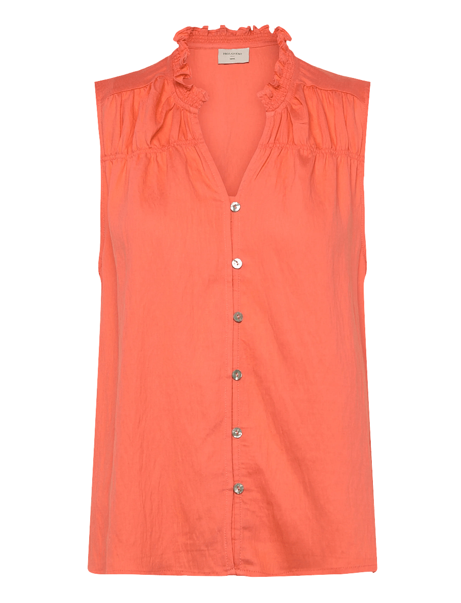 FREE/QUENT - FQESALLY-BLOUSE - kurzärmlige hemden - fresh salmon - 1