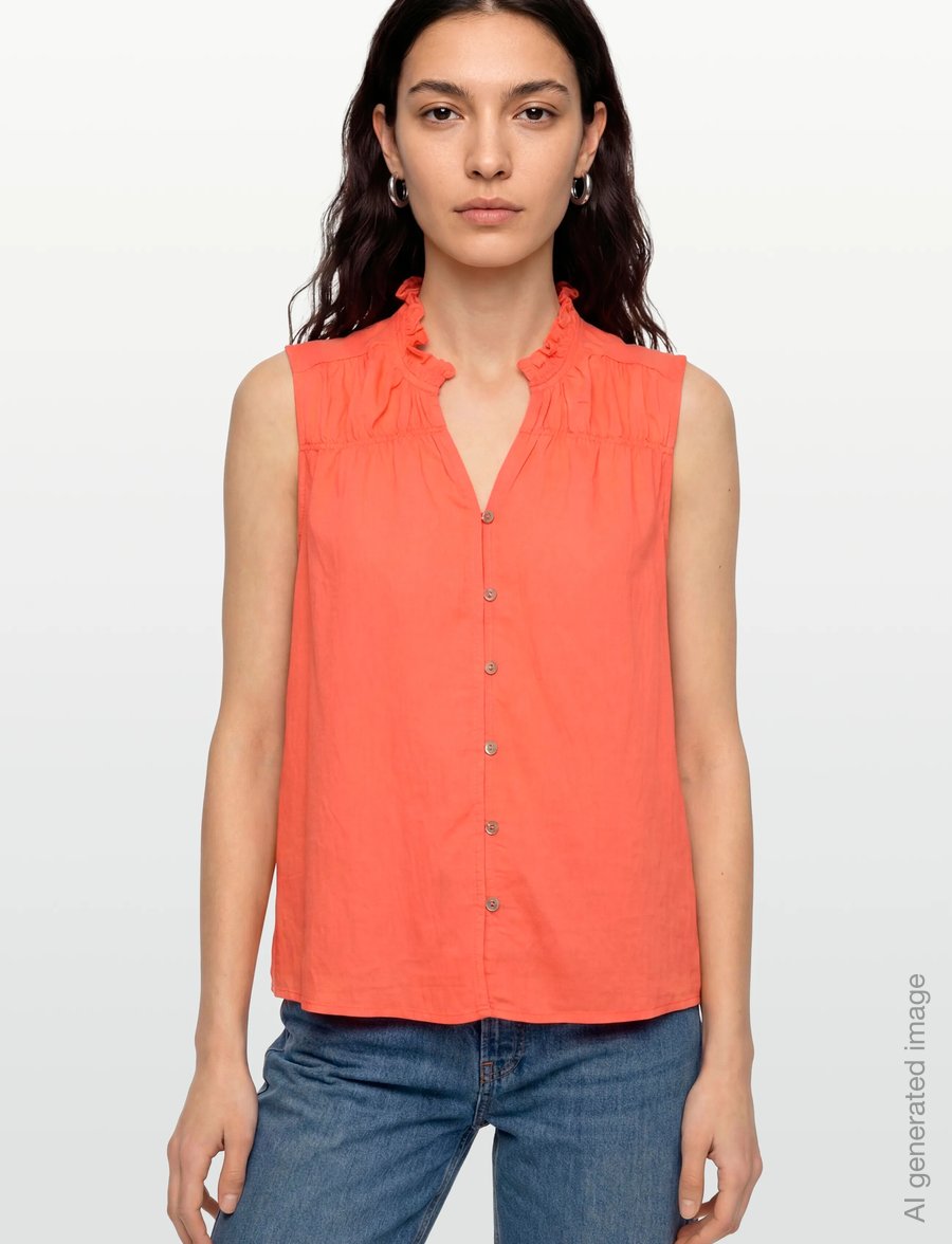 FREE/QUENT - FQESALLY-BLOUSE - kurzärmlige hemden - fresh salmon - 3