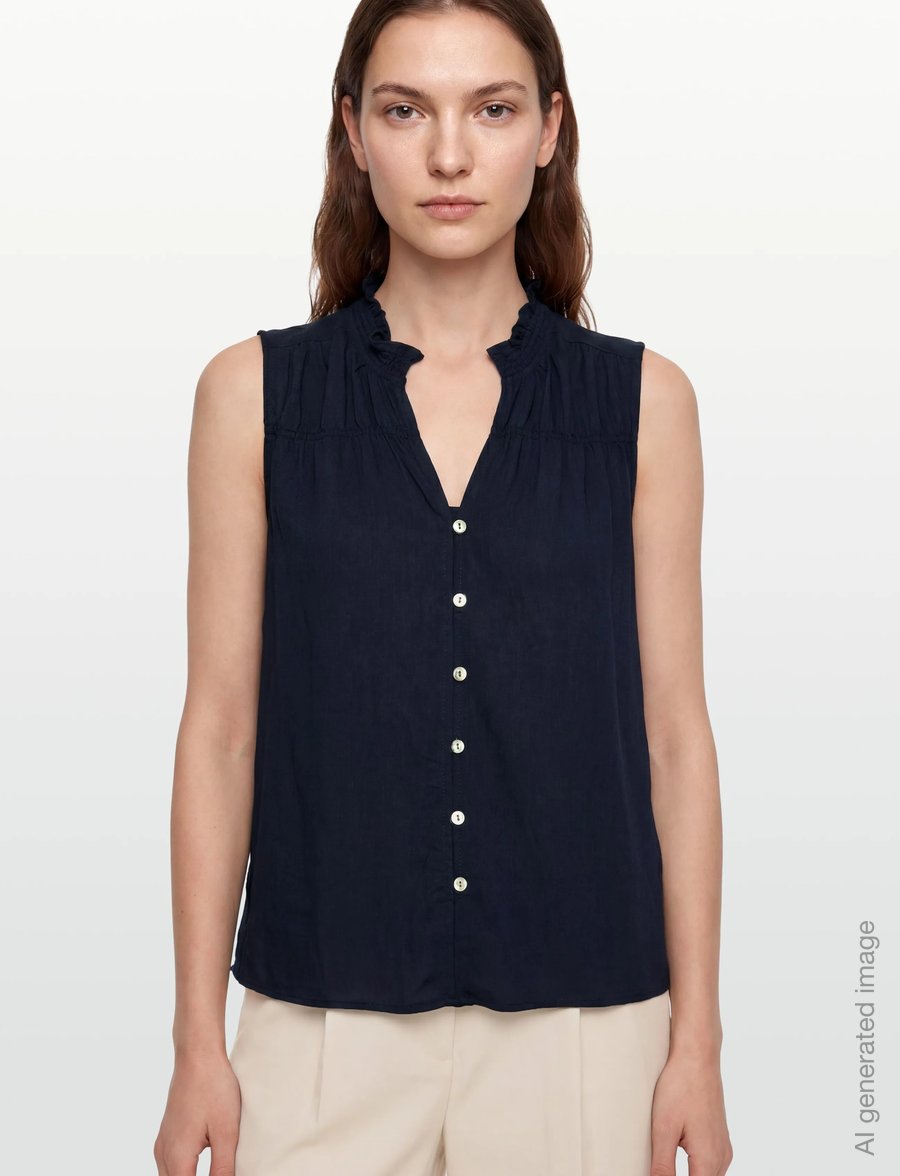 FREE/QUENT - FQESALLY-BLOUSE - kortærmede skjorter - navy blazer - 3
