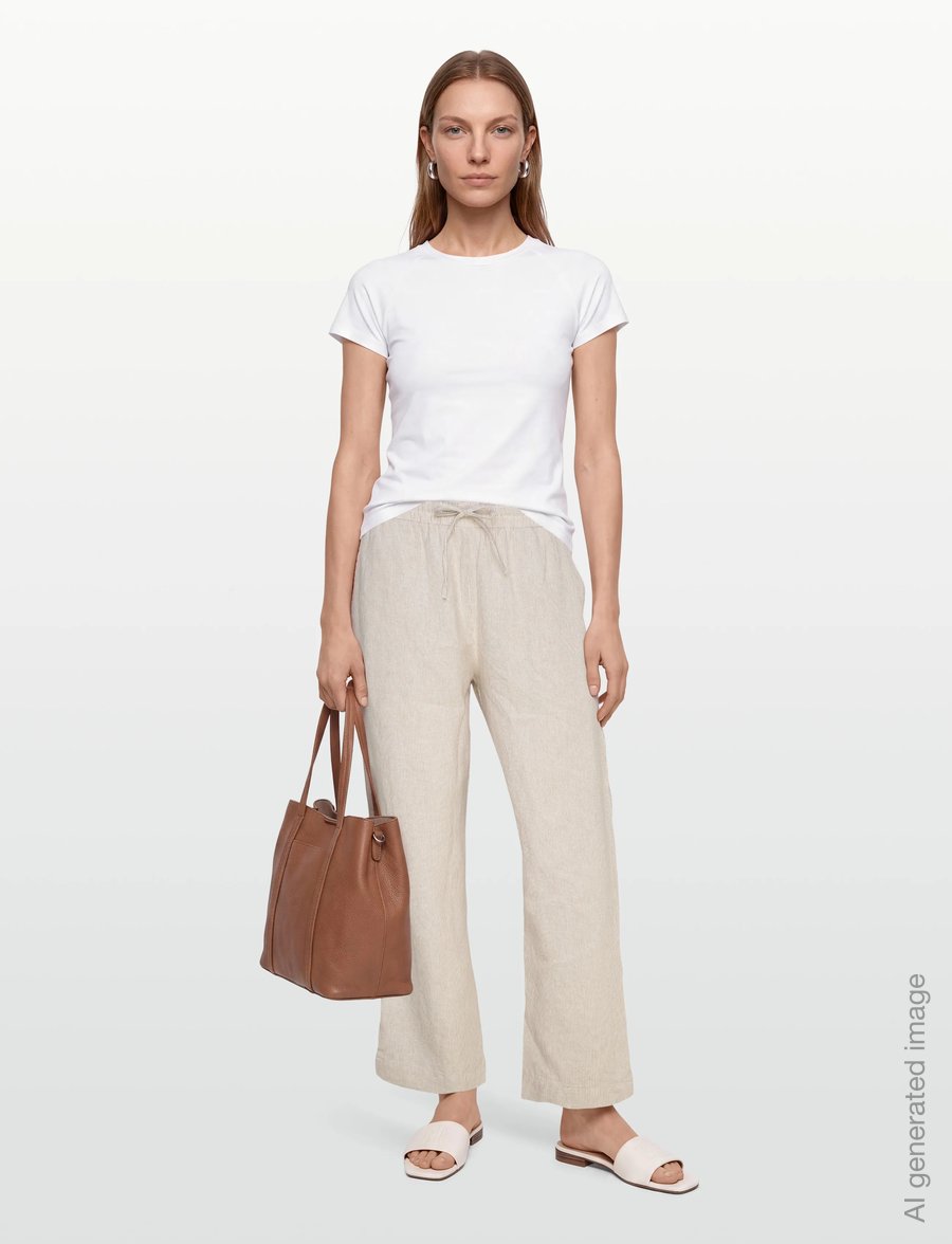 FREE/QUENT - FQLAVA-PANTS - raka byxor - simply taupe w. off-white - 0