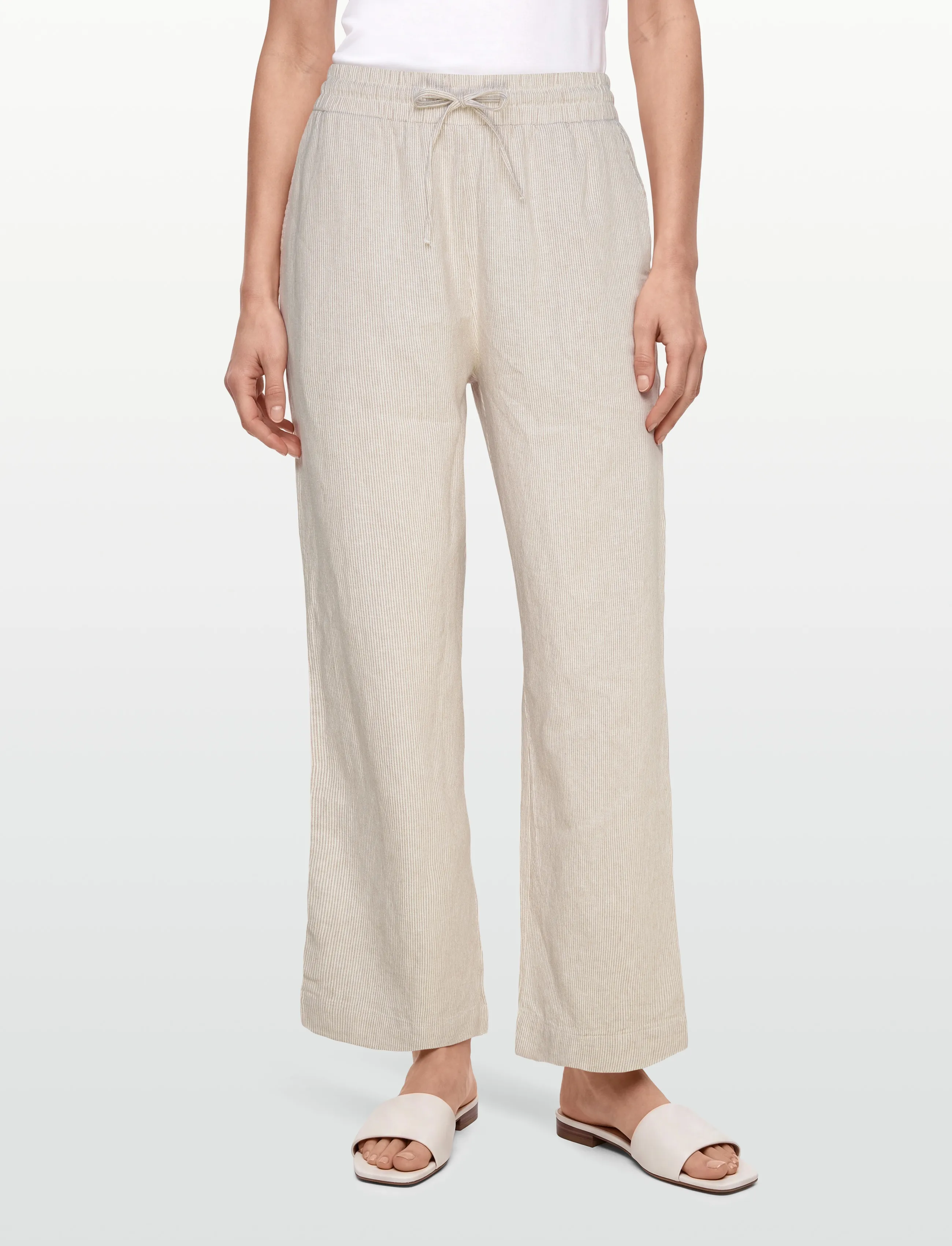FREE/QUENT - FQLAVA-PANTS - straight leg hosen - simply taupe w. off-white - 3