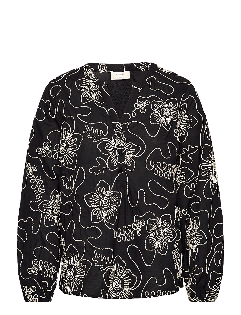 FREE/QUENT - FQBIMDI-BLOUSE - långärmade blusar - black w. star off-white - 0