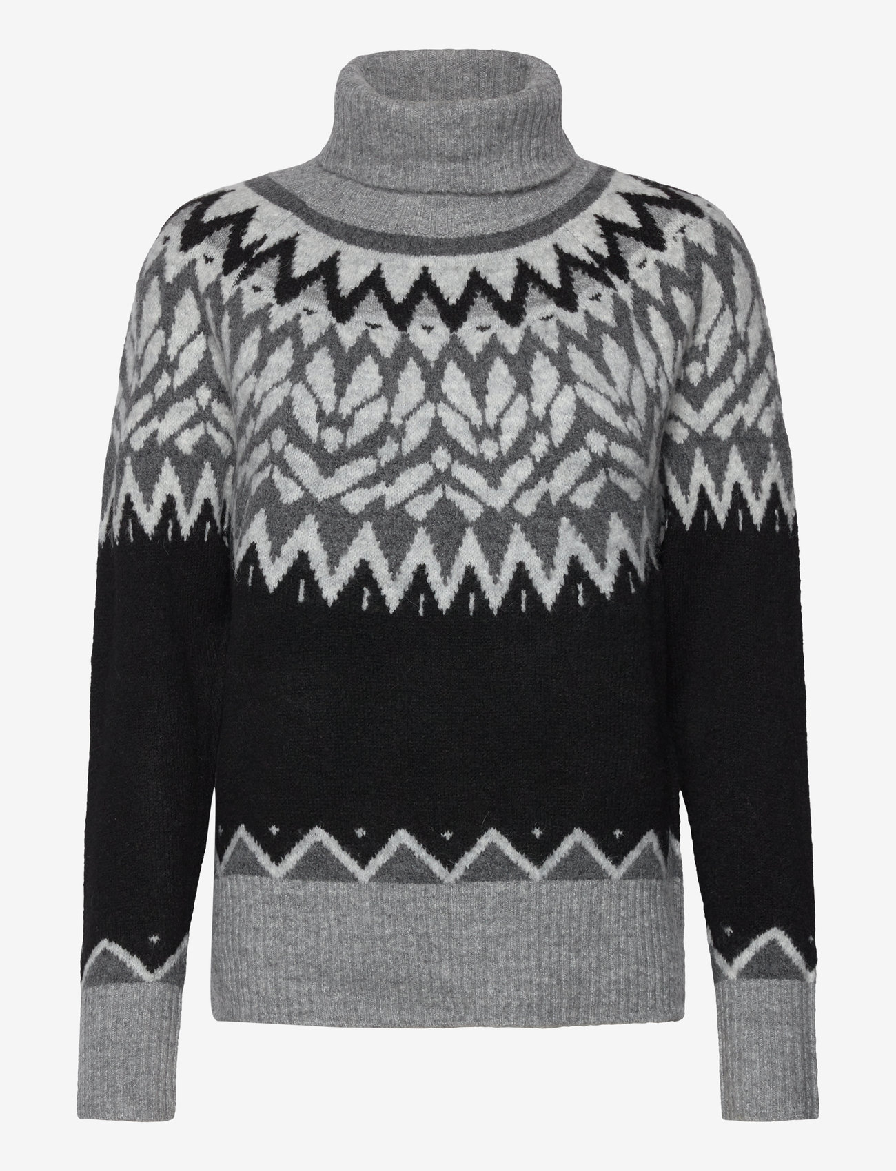 FREE/QUENT - FQMERLA-PULLOVER - kõrge kaelusega kudumid - black w. medium grey mel. - 0