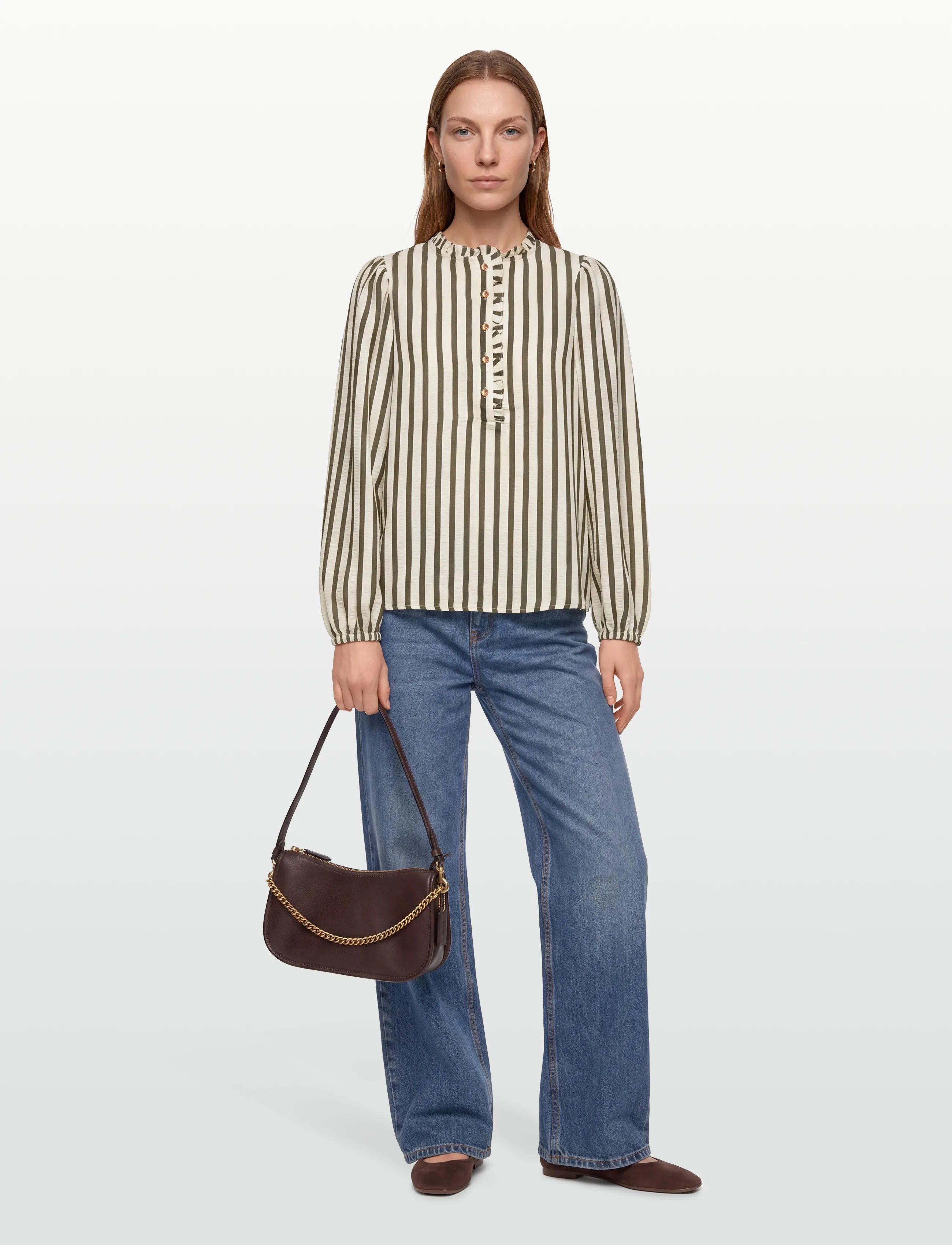 FREE/QUENT - FQNOTO-BLOUSE - langärmlige blusen - star off-white w winter moss - 0