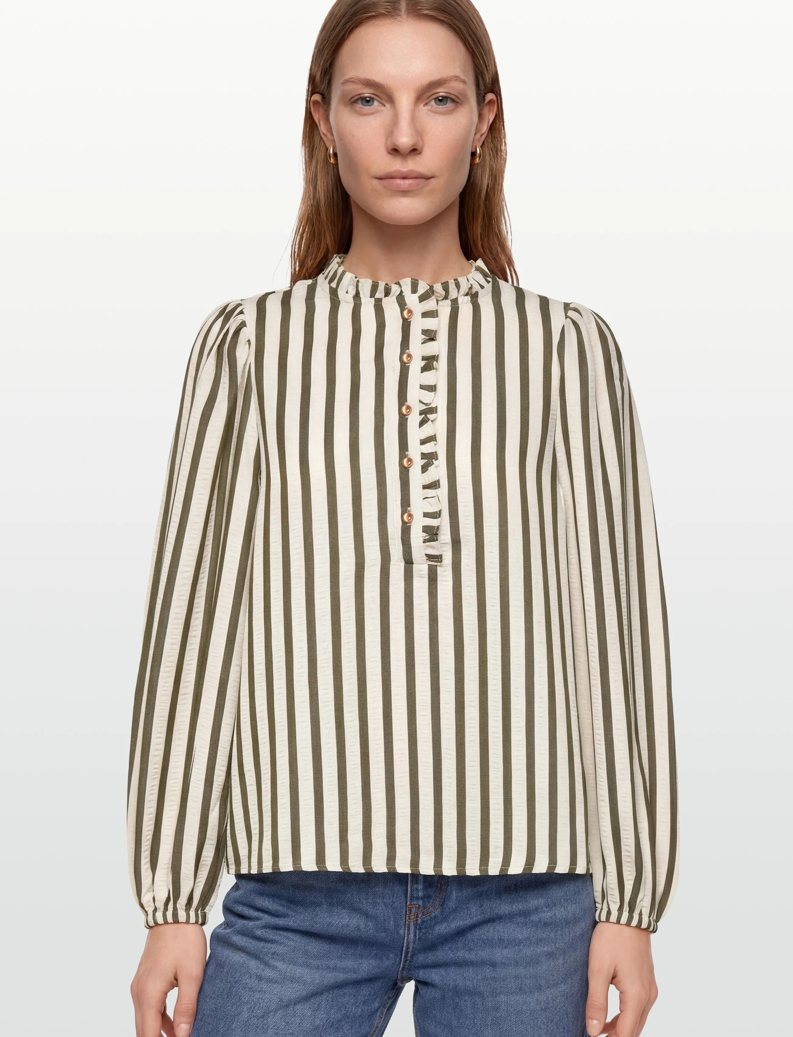 FREE/QUENT - FQNOTO-BLOUSE - langärmlige blusen - star off-white w winter moss - 3