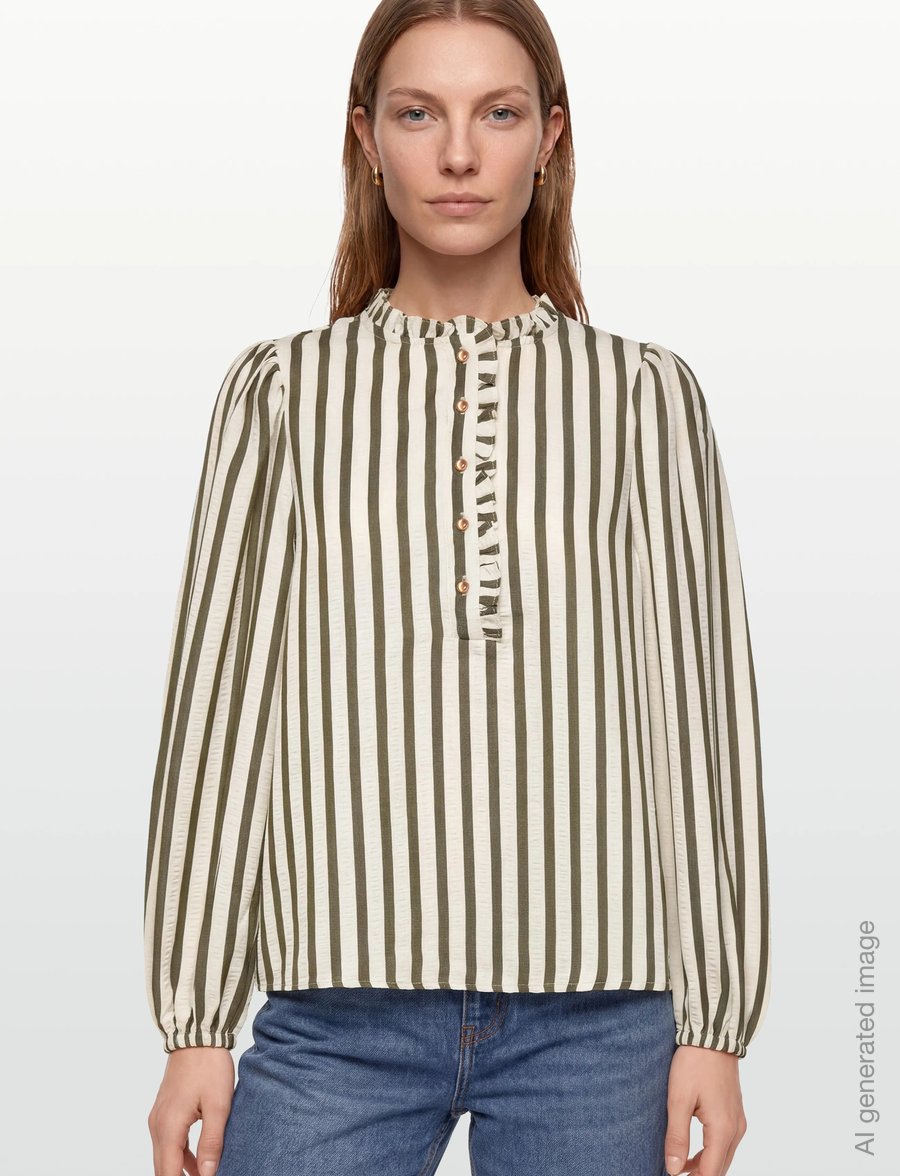 FREE/QUENT - FQNOTO-BLOUSE - langærmede bluser - star off-white w winter moss - 3