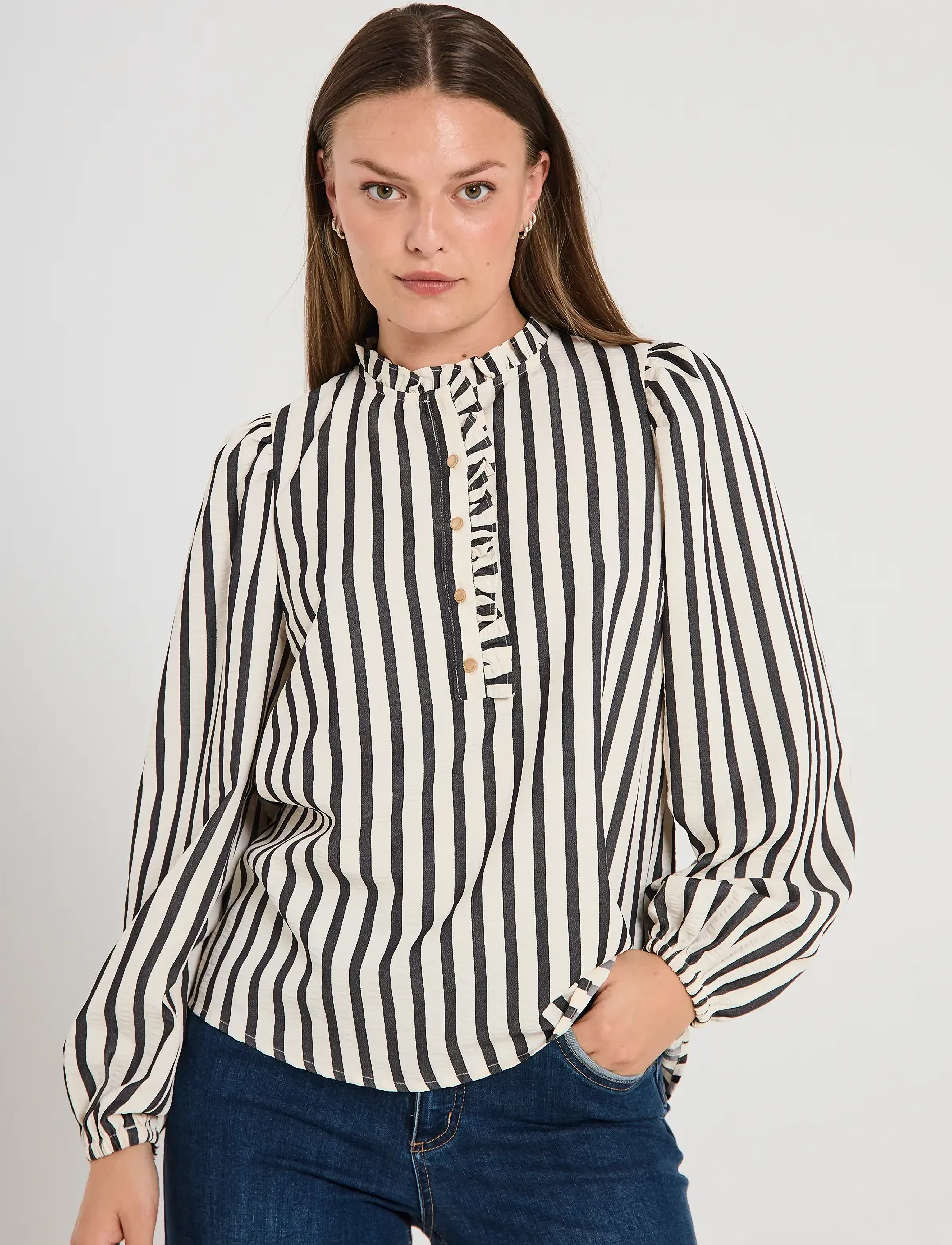 FREE/QUENT - FQNOTO-BLOUSE - blūzes ar garām piedurknēm - star off-white w. black - 3