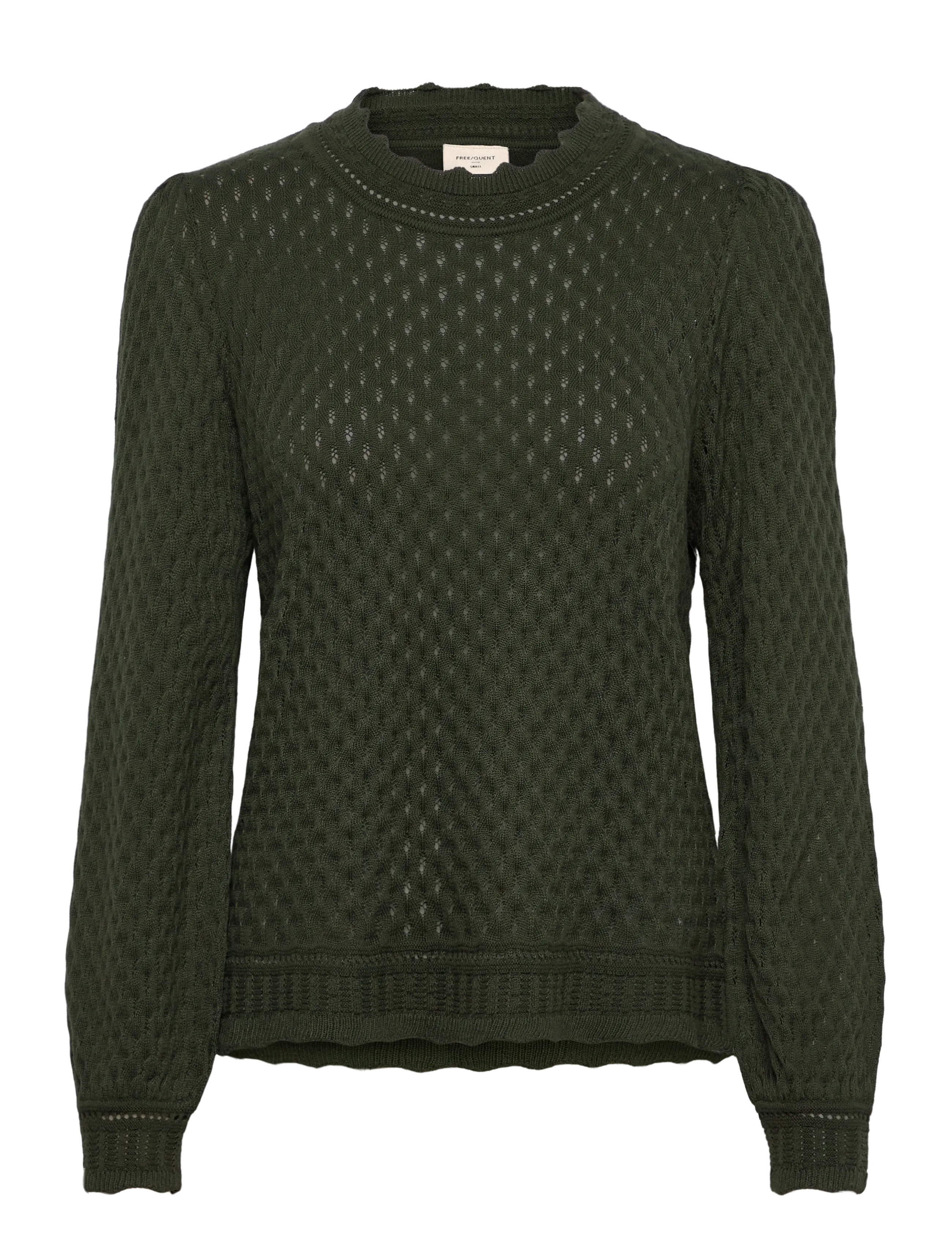 FREE/QUENT Fqgina-Pullover, Kvinder, Pointelle Strikket Pullover, Grøn, Str: S