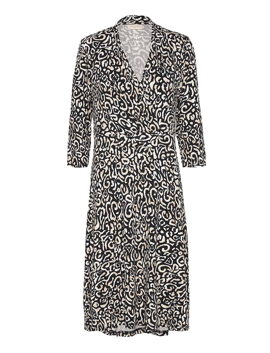 FREE/QUENT - FQANNE-DRESS - slå-om-kjoler - black w. star off-white - 1