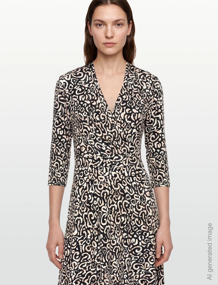 FREE/QUENT - FQANNE-DRESS - slå-om-kjoler - black w. star off-white - 3