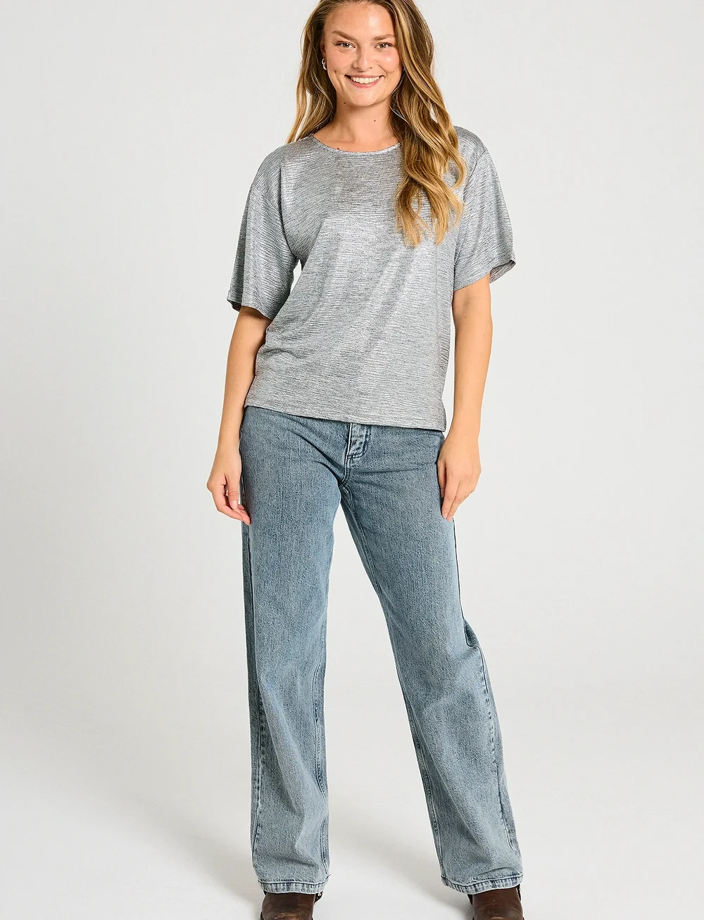 FREE/QUENT - T-shirt from Freequent - kortärmade blusar - silver - 0