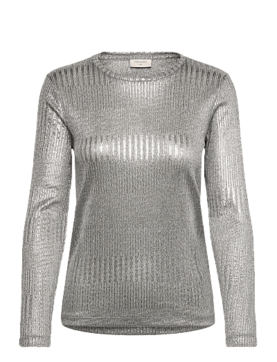 FREE/QUENT Long-sleeved T-shirt - T-shirts & Tops - MEDIUM GREY MLG. / silver