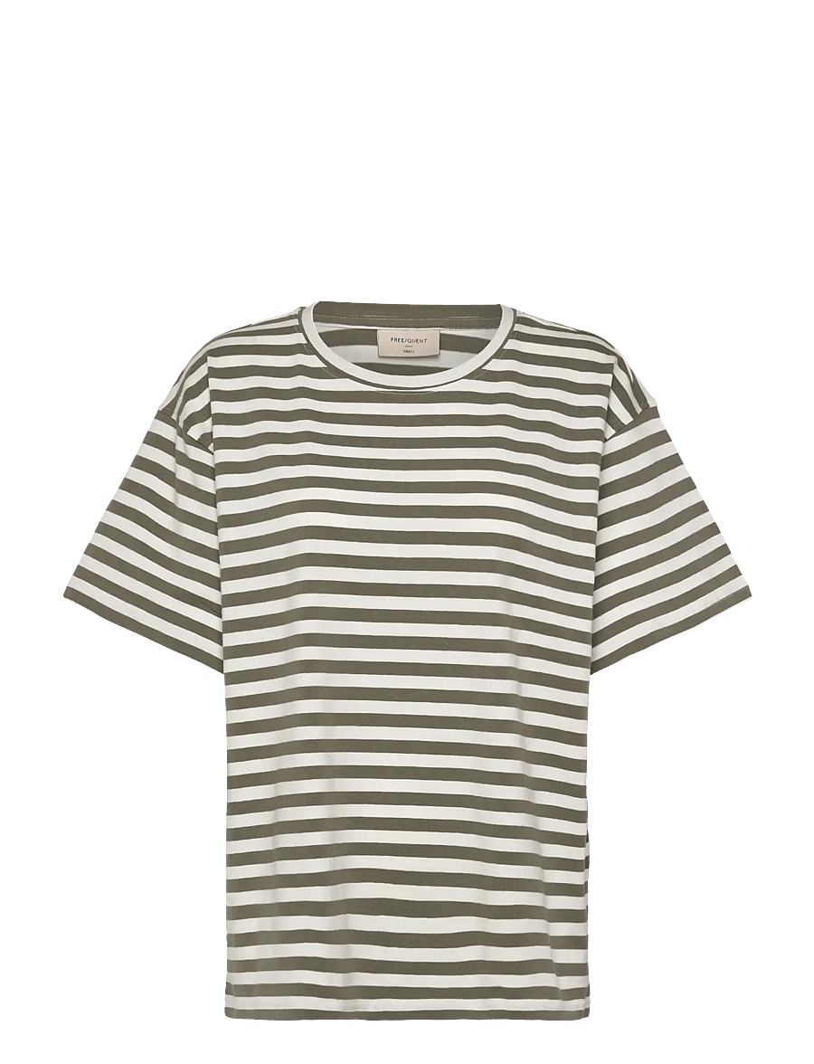 FREE/QUENT - FQFENJAL-TEE - t-shirts - deep lichen green w. off-white - 0