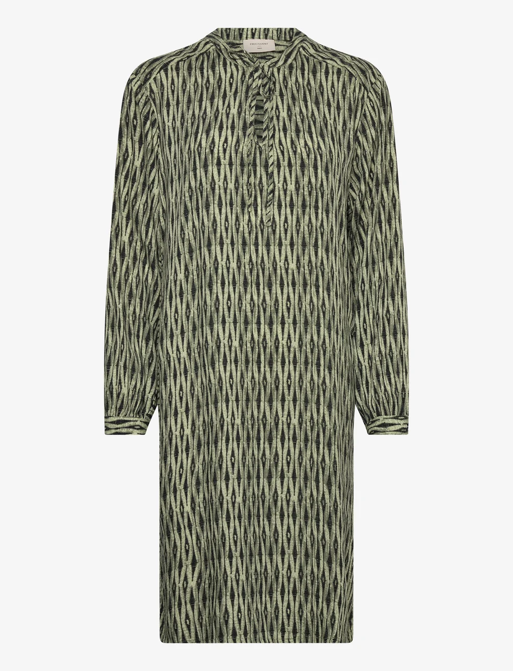 FREE/QUENT - Dress from Freequent in a light material with cut and sew details for a contrast - summer dresses - deep lichen green w. black - 0