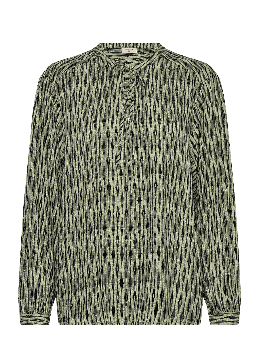 FREE/QUENT - Blouse - langärmelige blusen - deep lichen green w. black - 0