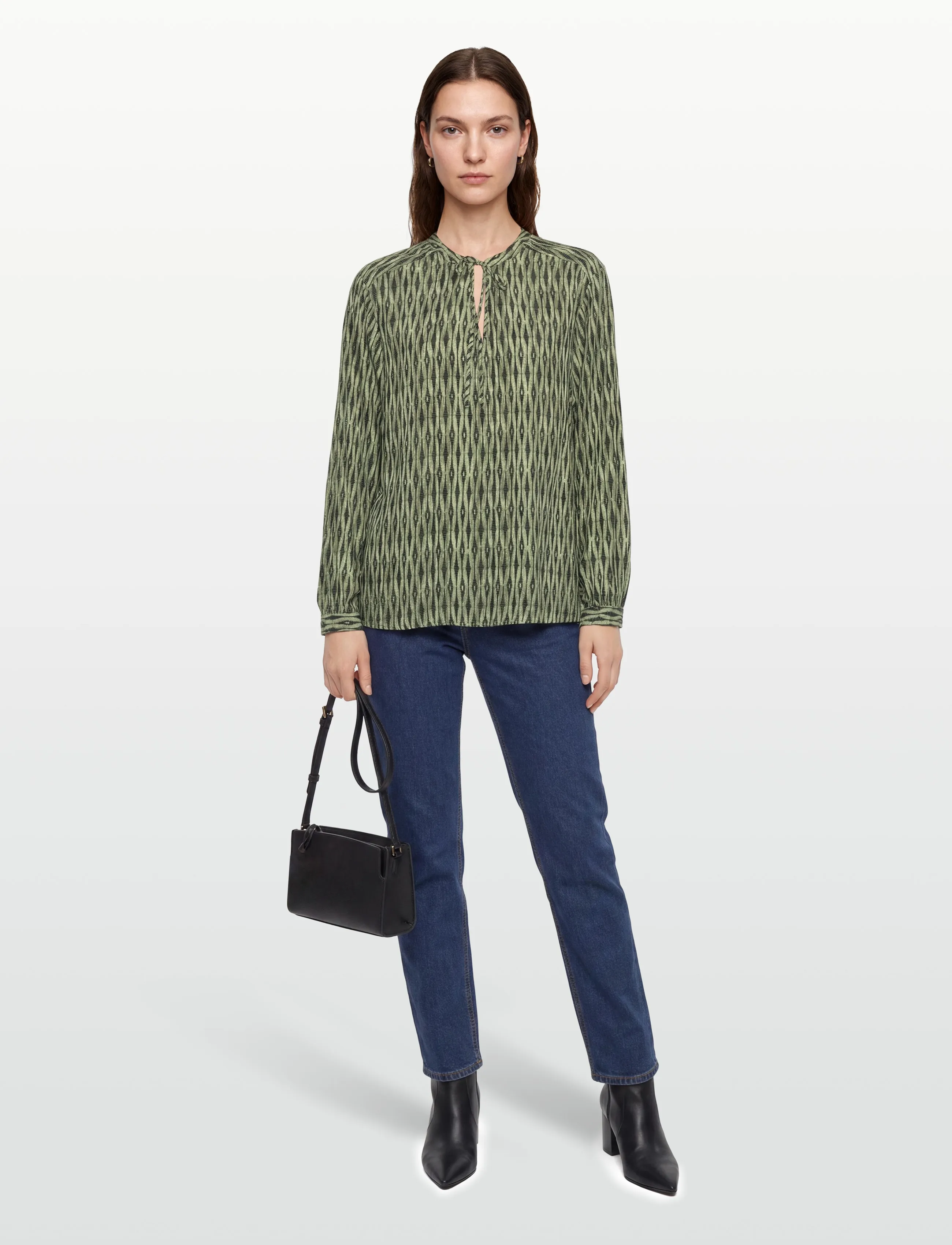 FREE/QUENT Blouse, M, Blouses, Grün - Long-sleeved, Frauen
