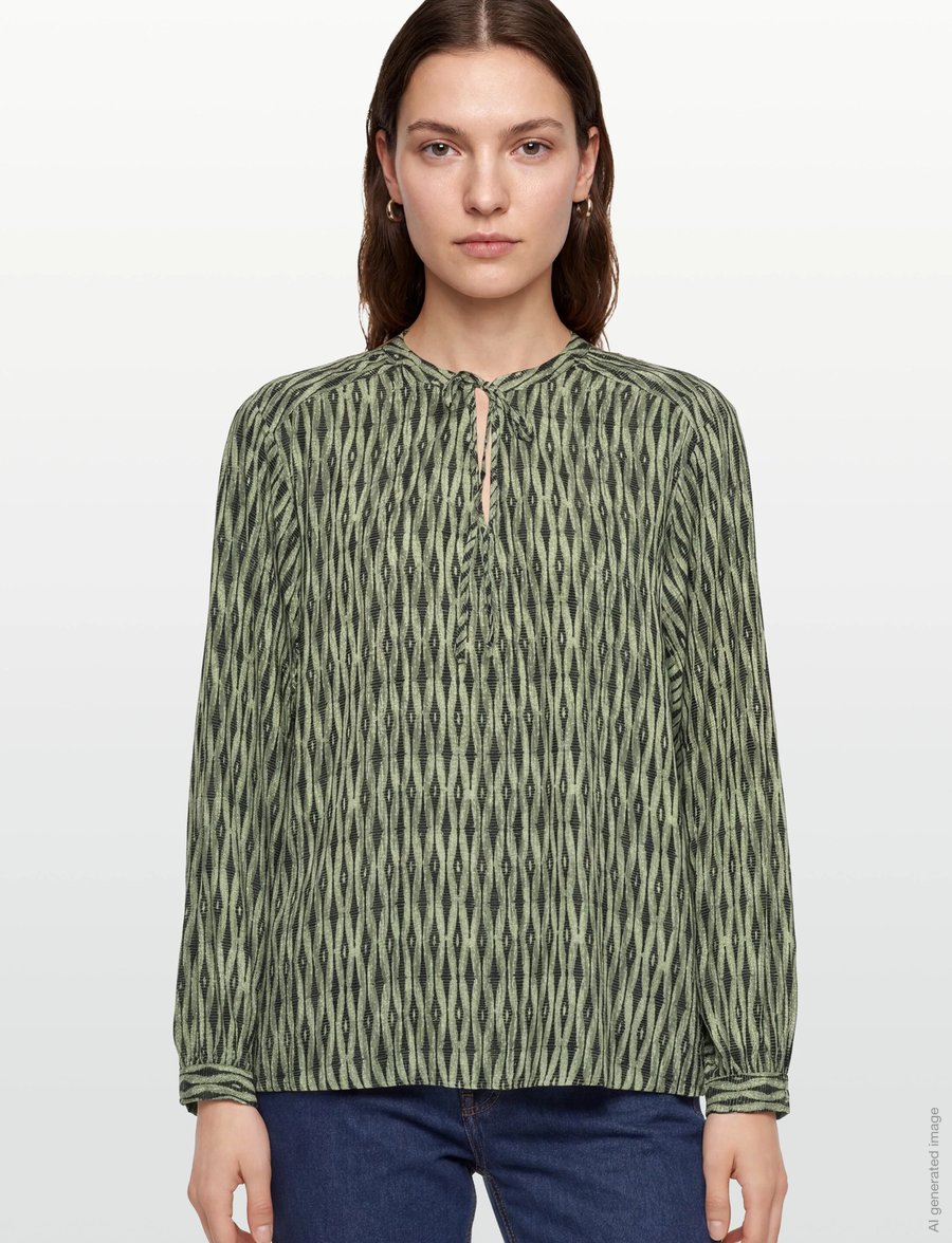 FREE/QUENT - Blouse - langärmelige blusen - deep lichen green w. black - 3