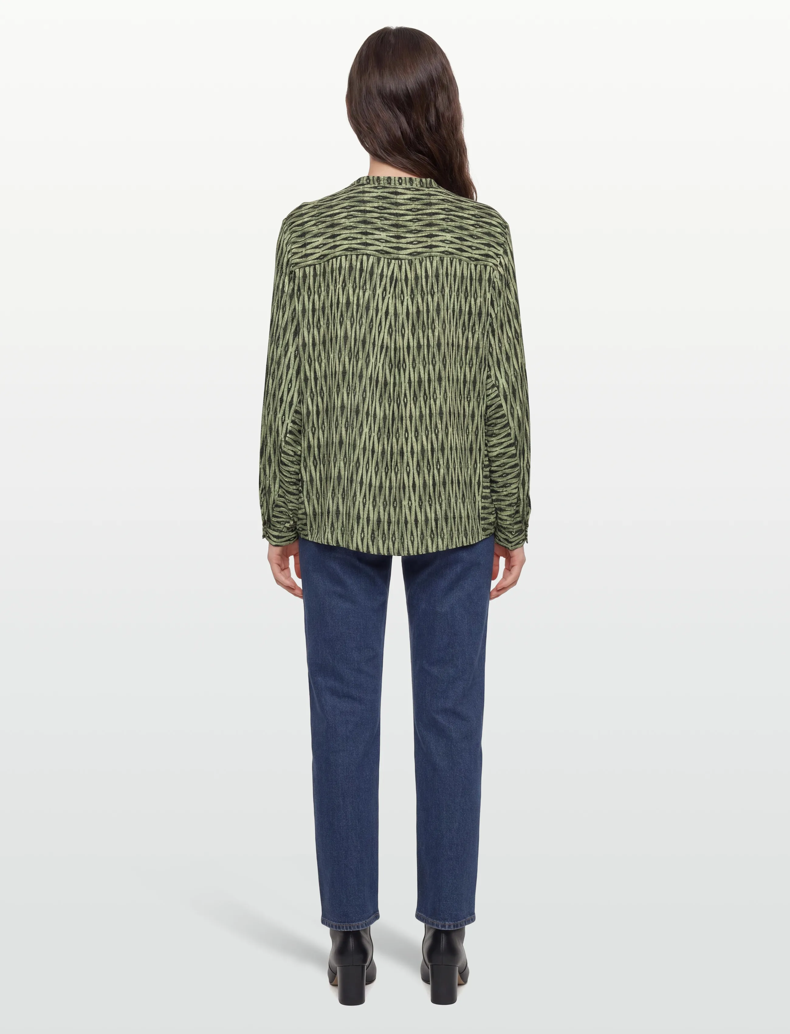 FREE/QUENT - Blouse  - blouses met lange mouwen - deep lichen green w. black - 4