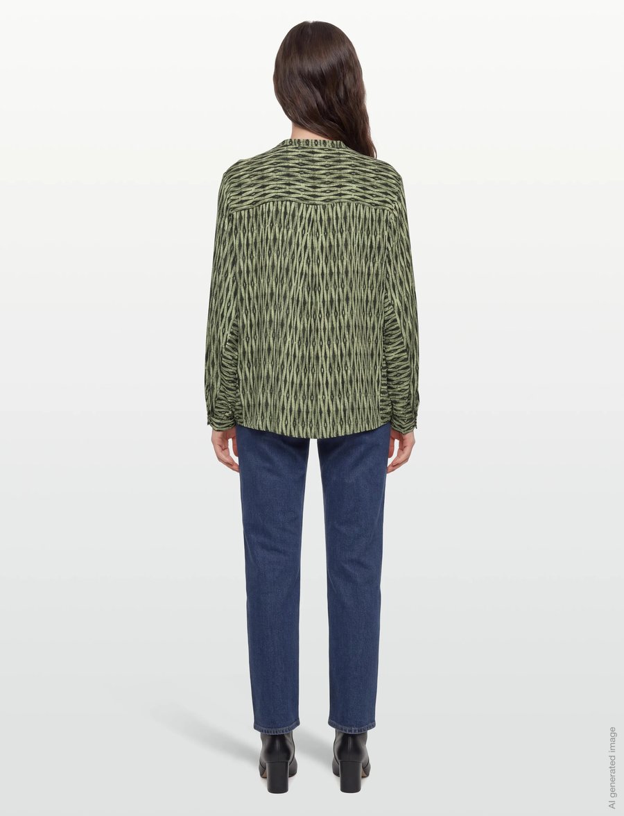 FREE/QUENT - Blouse - langärmelige blusen - deep lichen green w. black - 4