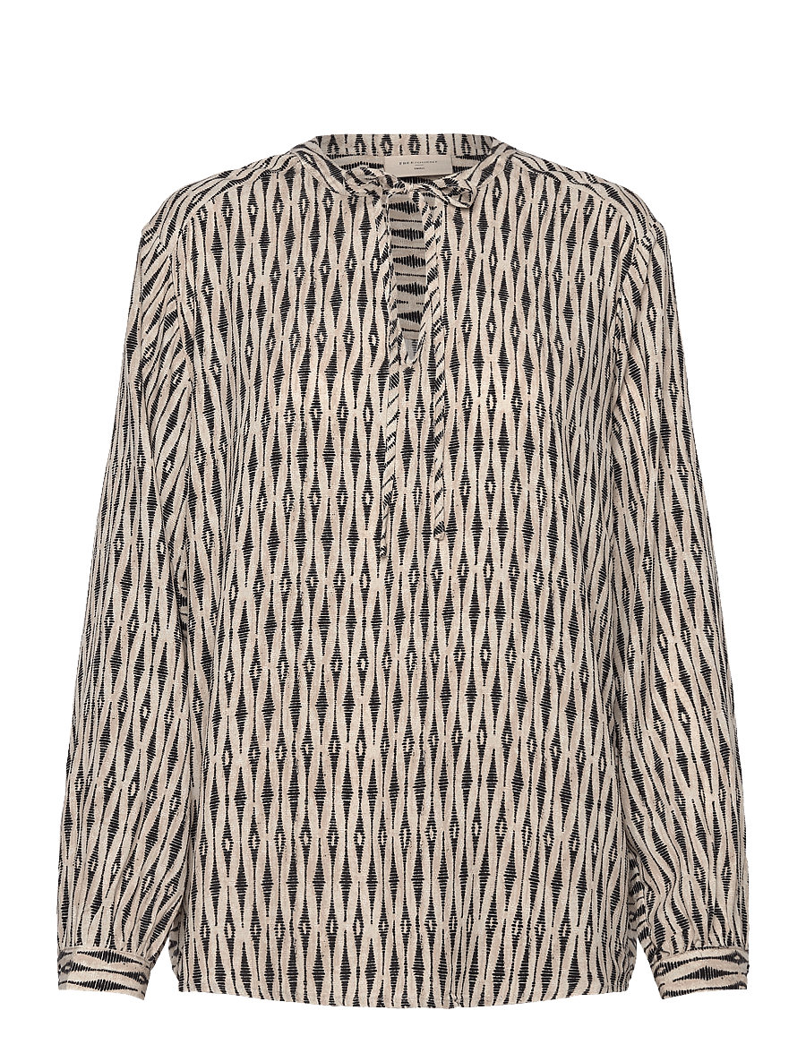 FREE/QUENT - Blouse - langärmelige blusen - moonbeam w. black - 1