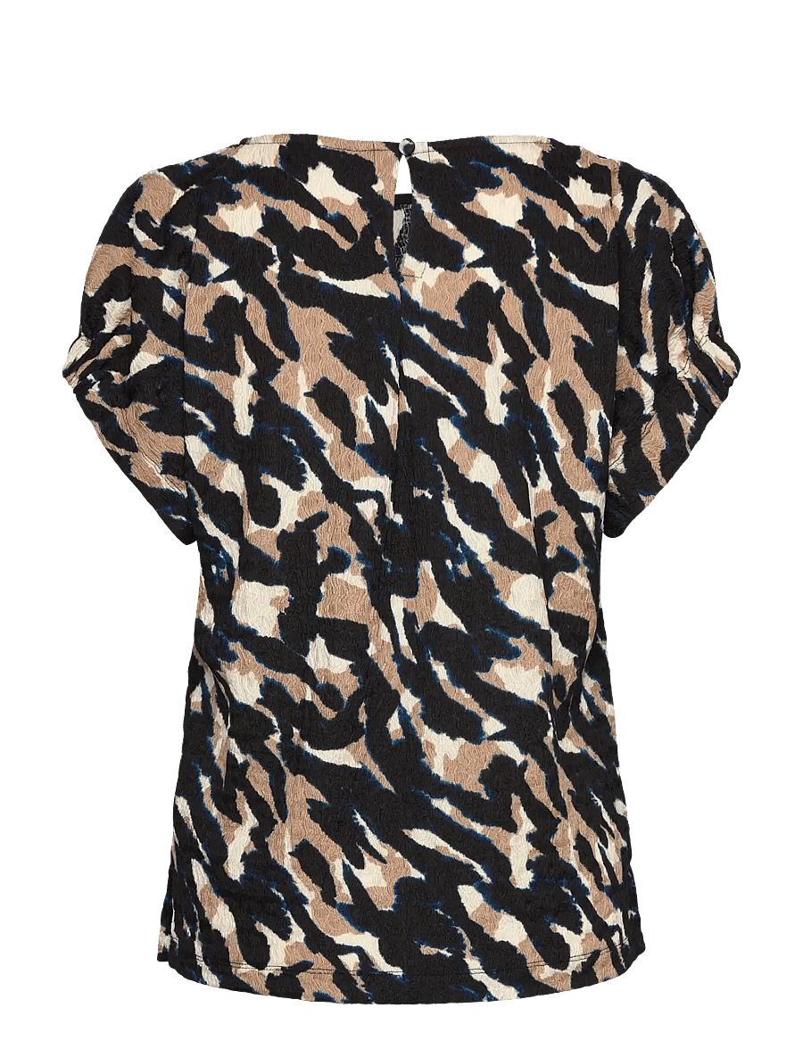 FREE/QUENT - FQNALIA-BLOUSE - blūzes ar īsām piedurknēm - black w. silver mink - 1