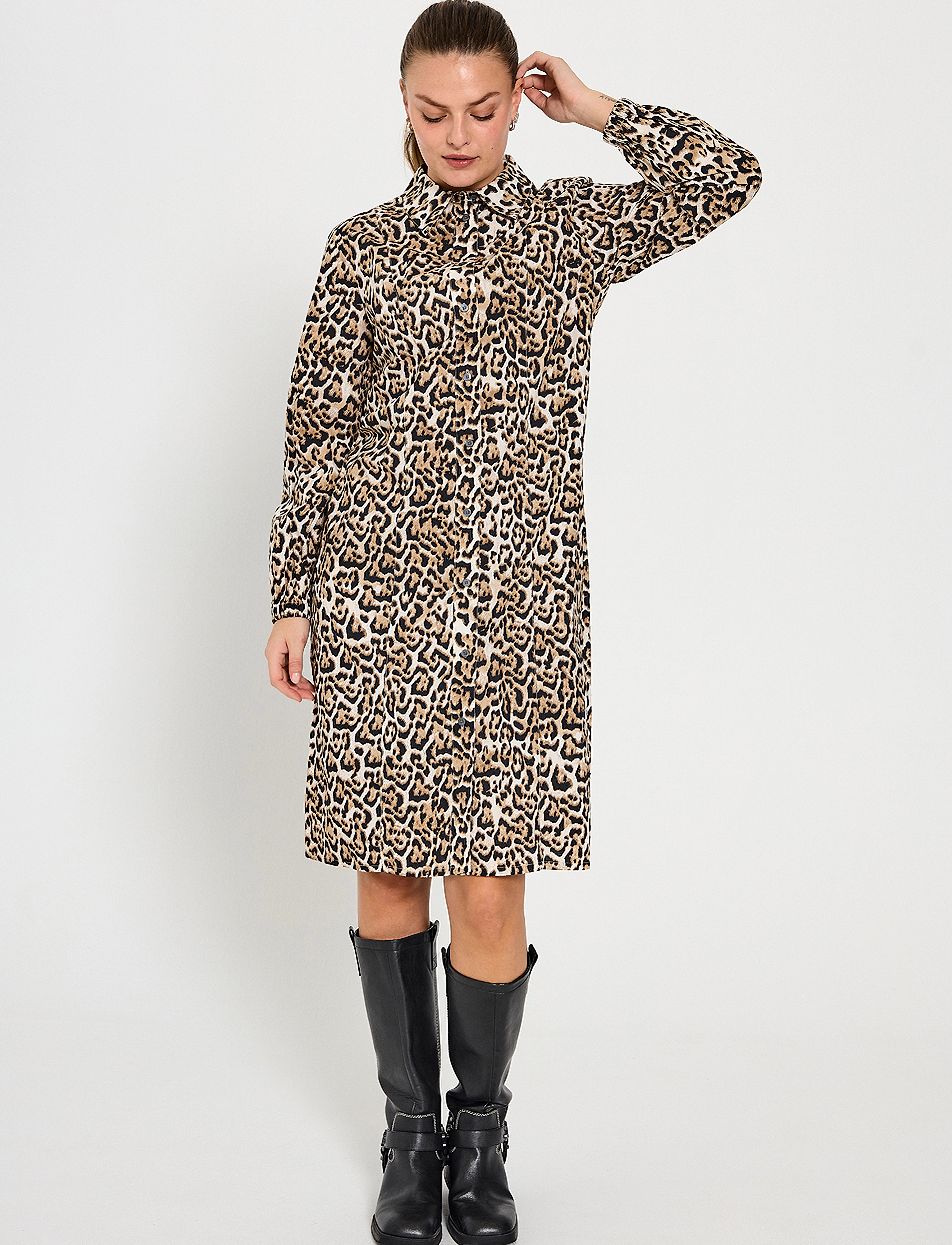 FREE/QUENT Shirt Dress, M, Dresses, Beige - Knee-length & Midi, Frauen