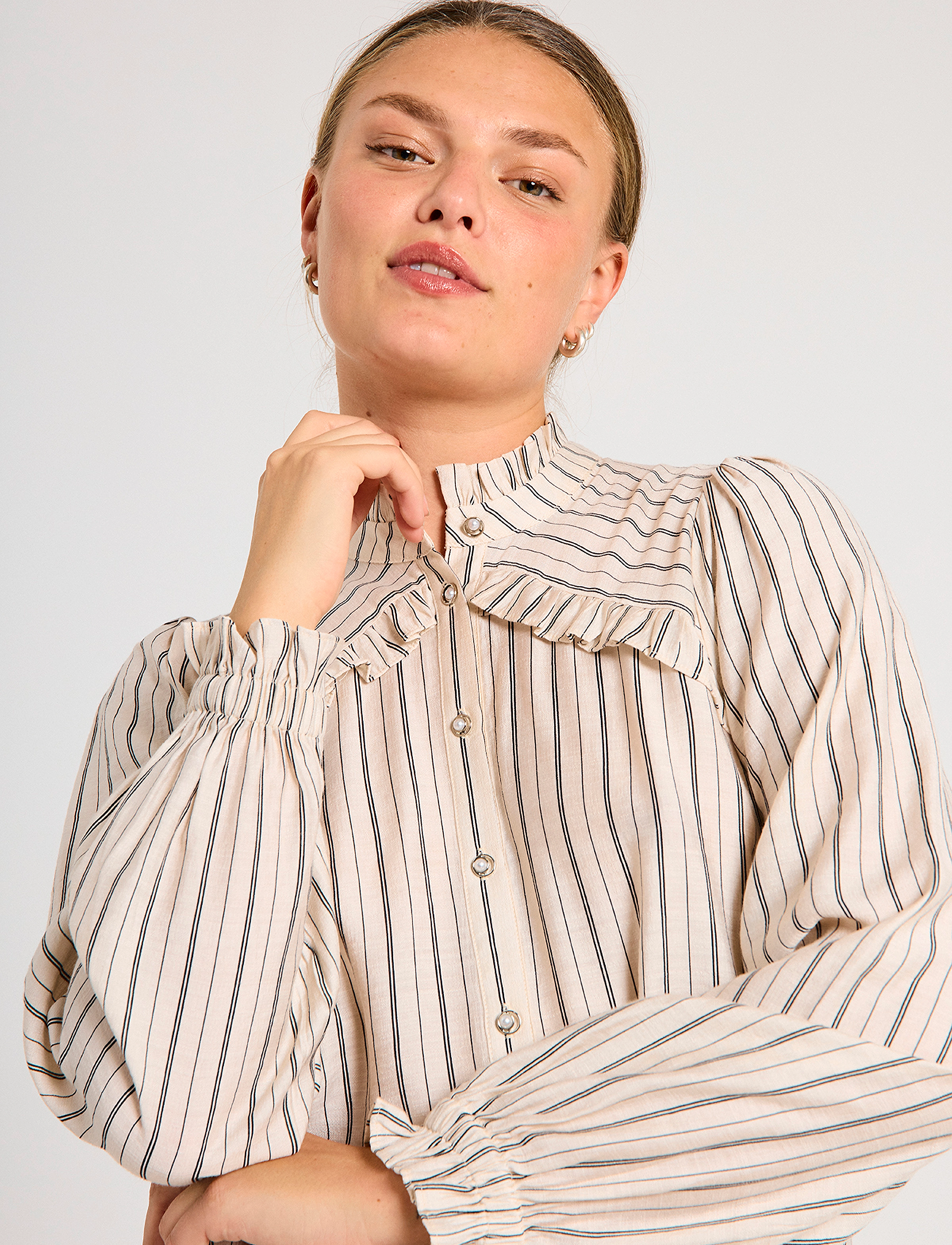 FREE/QUENT - FQONILLA-BLOUSE - moonbeam w. black - 3