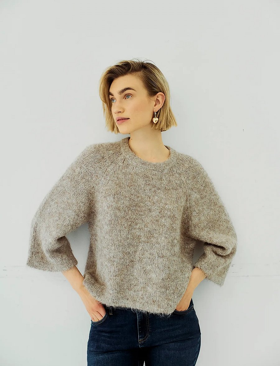 FREE/QUENT - FQGRSLULU-PULLOVER - stickade tröjor - desert taupe melange - 0