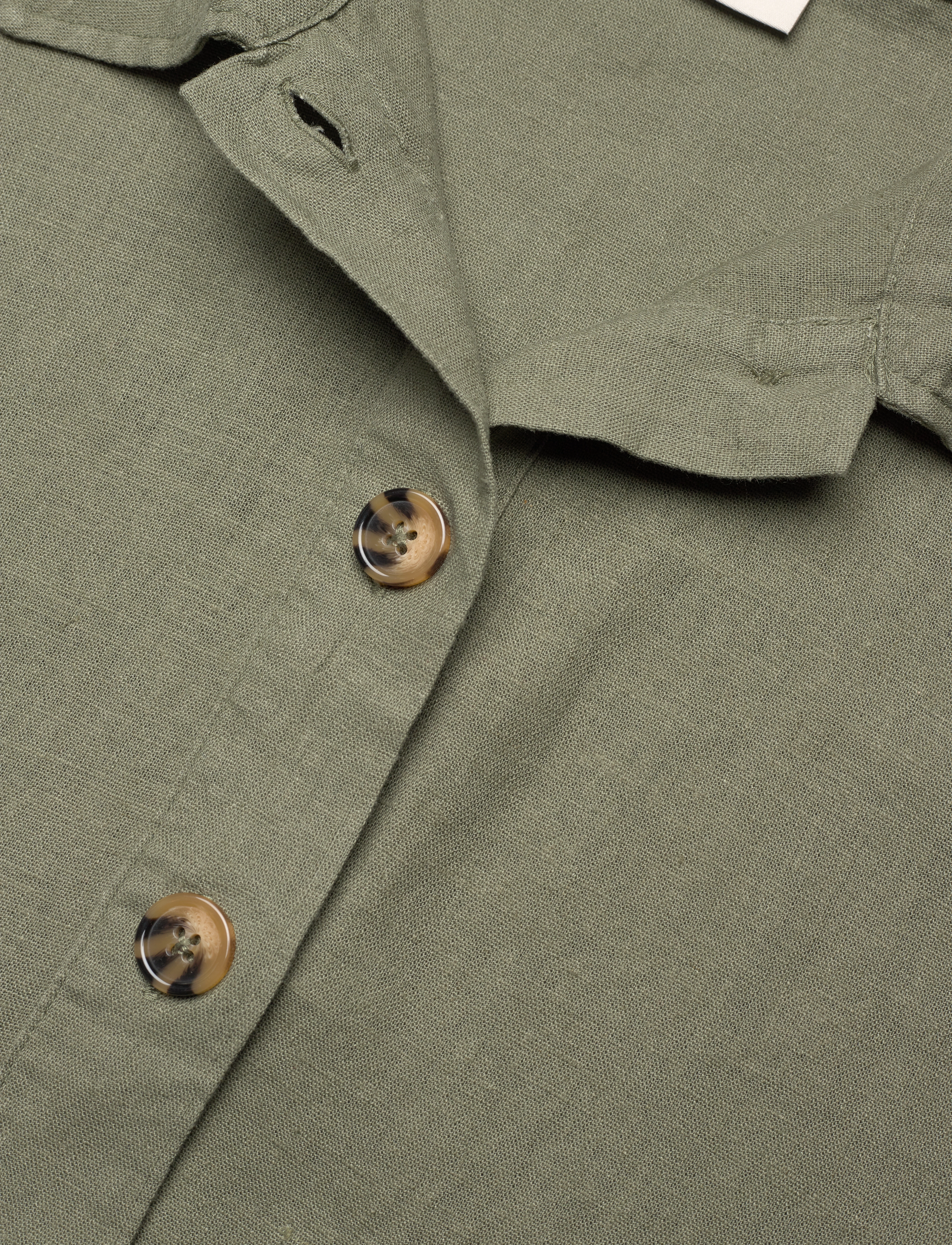 FREE/QUENT - Jacket from Freequent in a light linen material. The jacket has long sleeves, la - deep lichen green - 2