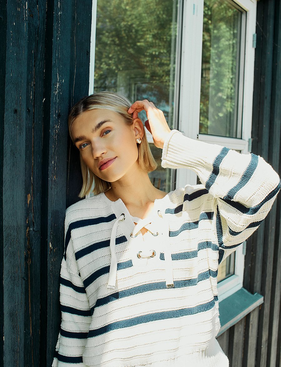 FREE/QUENT - FQSAIL-PULLOVER - pullover - star off-white w. bittersweet - 0