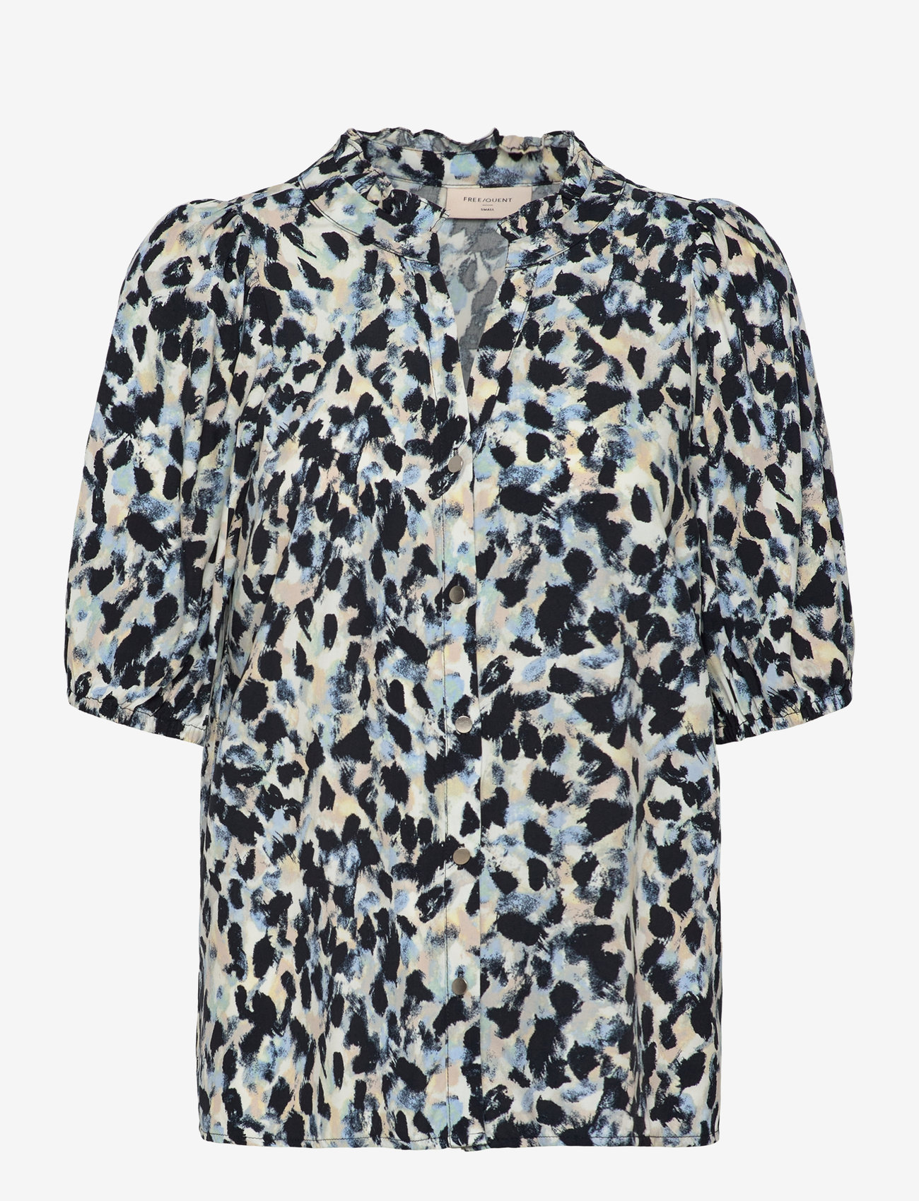 FREE/QUENT - Shirt  - kortärmade blusar - chambray blue w. black - 1