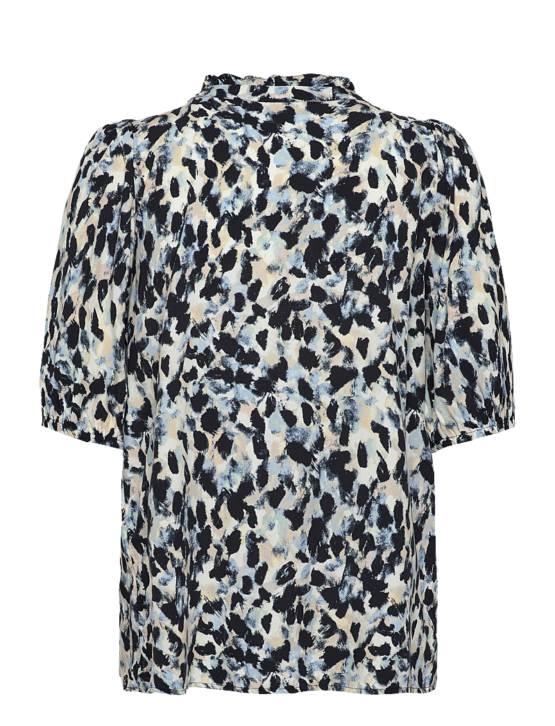 FREE/QUENT - Shirt - blouses à manches courtes - chambray blue w. black - 2
