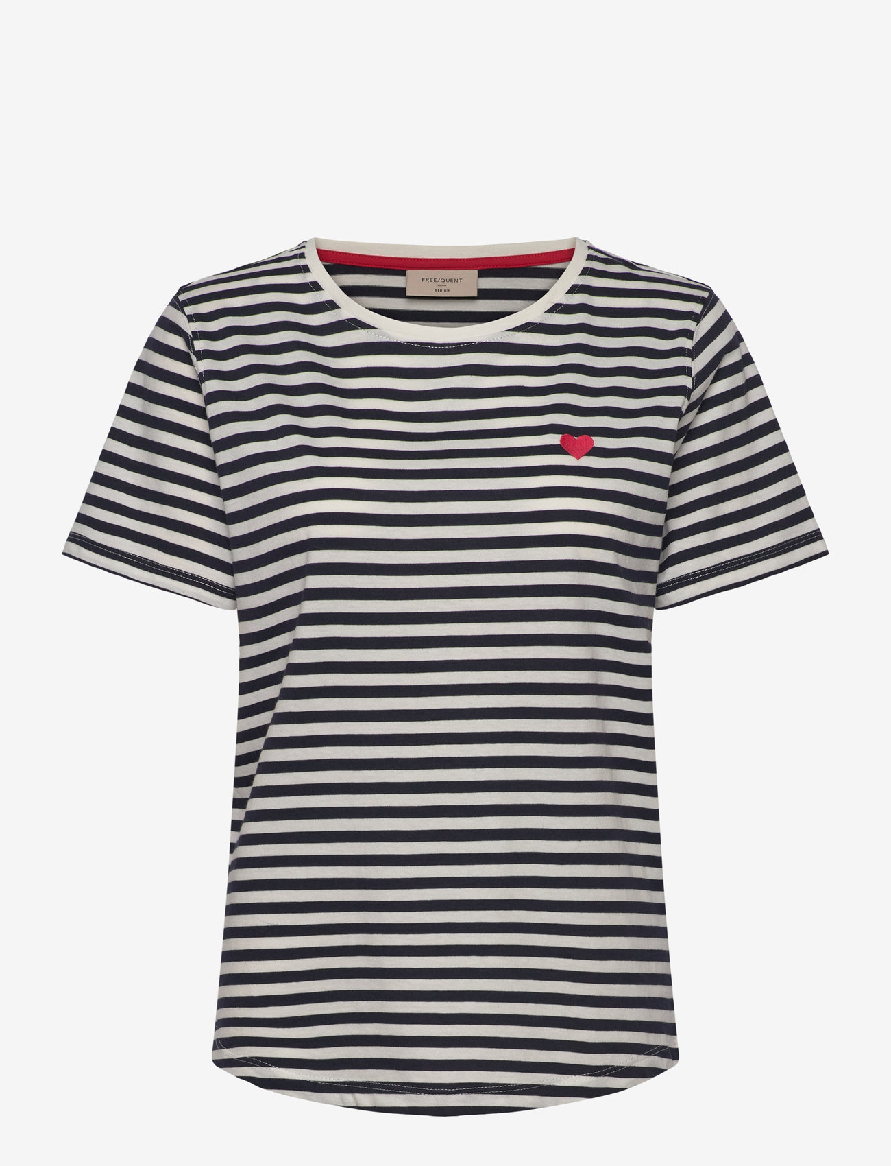 FREE/QUENT - T-shirt from Freequent in a soft material with stripes. The T-shirt has a rounde - star off-white w. navy blazer - 1