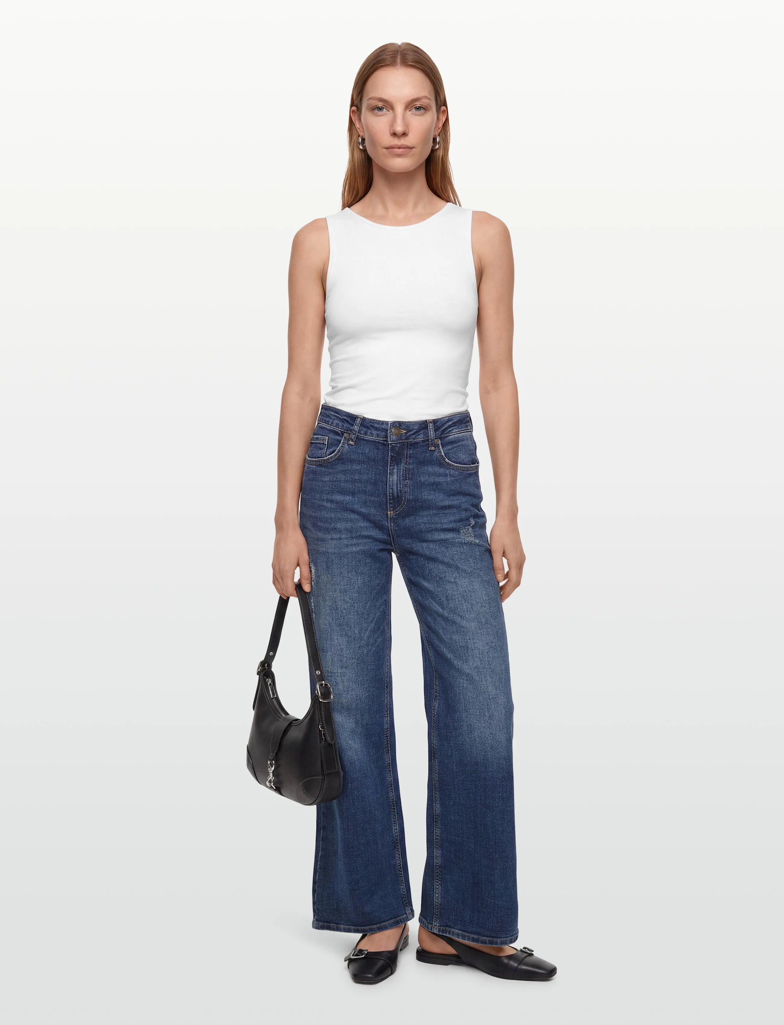 FREE/QUENT FQMILLY-JEANS - Flared jeans - DARK BLUE DENIM / blue
